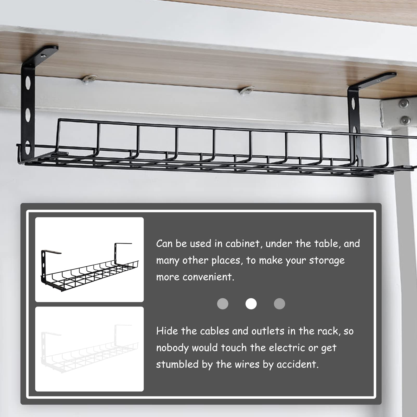 NUOBESTY Bandeja Organizadora De Cables Escritorio Estante para Guardar Cables De Oficina Organizador De Hierro Recoge y Organiza Su Espacio De Trabajo