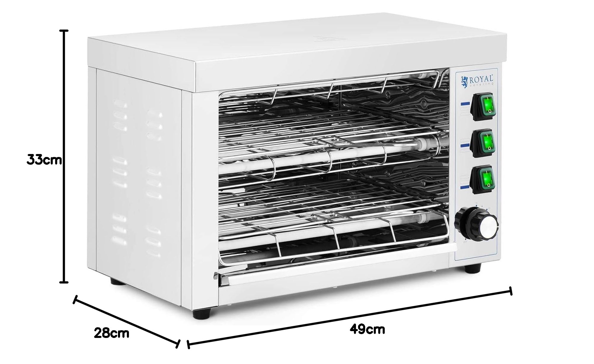 Royal Catering RCPES-340 Salamandre De Cuisine Professionnelle Four Électrique Grill (3 150 W, 0-30 min, Récipient Collecteur, acier inoxydable)