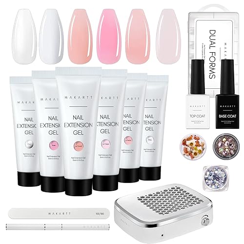 Makartt SYLVIE - Kit de gel de uñas de poligel, color rosa transparente, para otoño e invierno, kit de extensión de uñas de polietileno, con