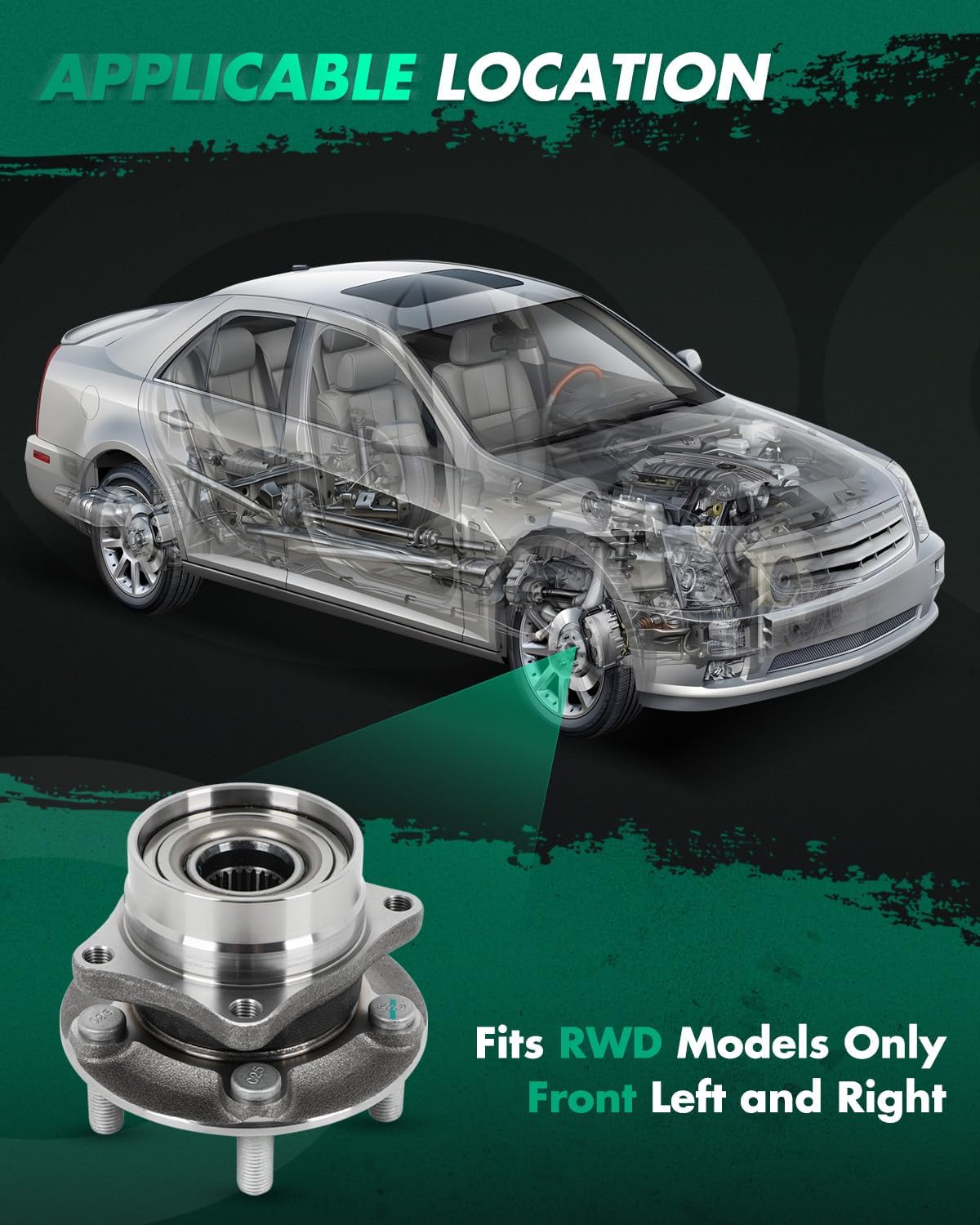 SCITOO 2 x Front Wheel Bearing and Hub Assembly 2004 2005 2006 2007 2008 2009 for Toyota Prius,5-Lug 1.5L 513265