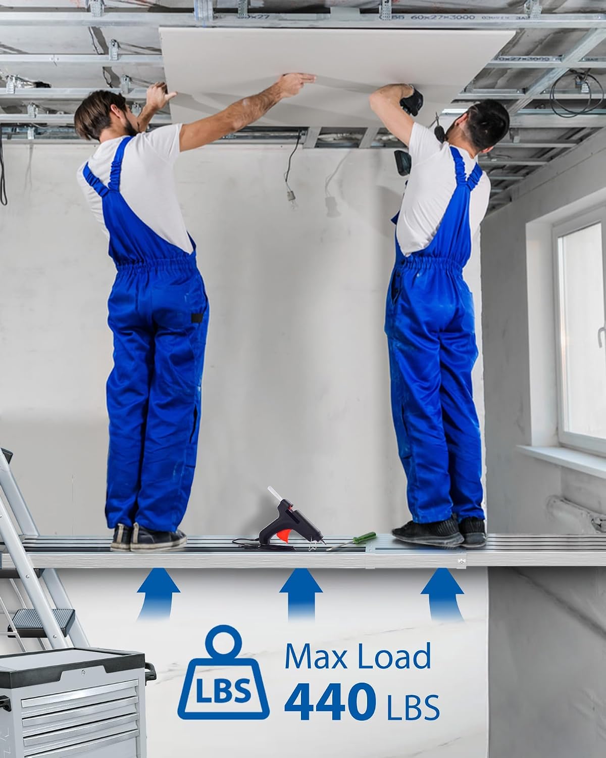 6-9ft Telescoping Plank, Aluminum Plank, Scaffolding Planks 440lbs Capacity, Aluminum Walk Board with Skid-Proof Platform Scaffold Ladder Accessory