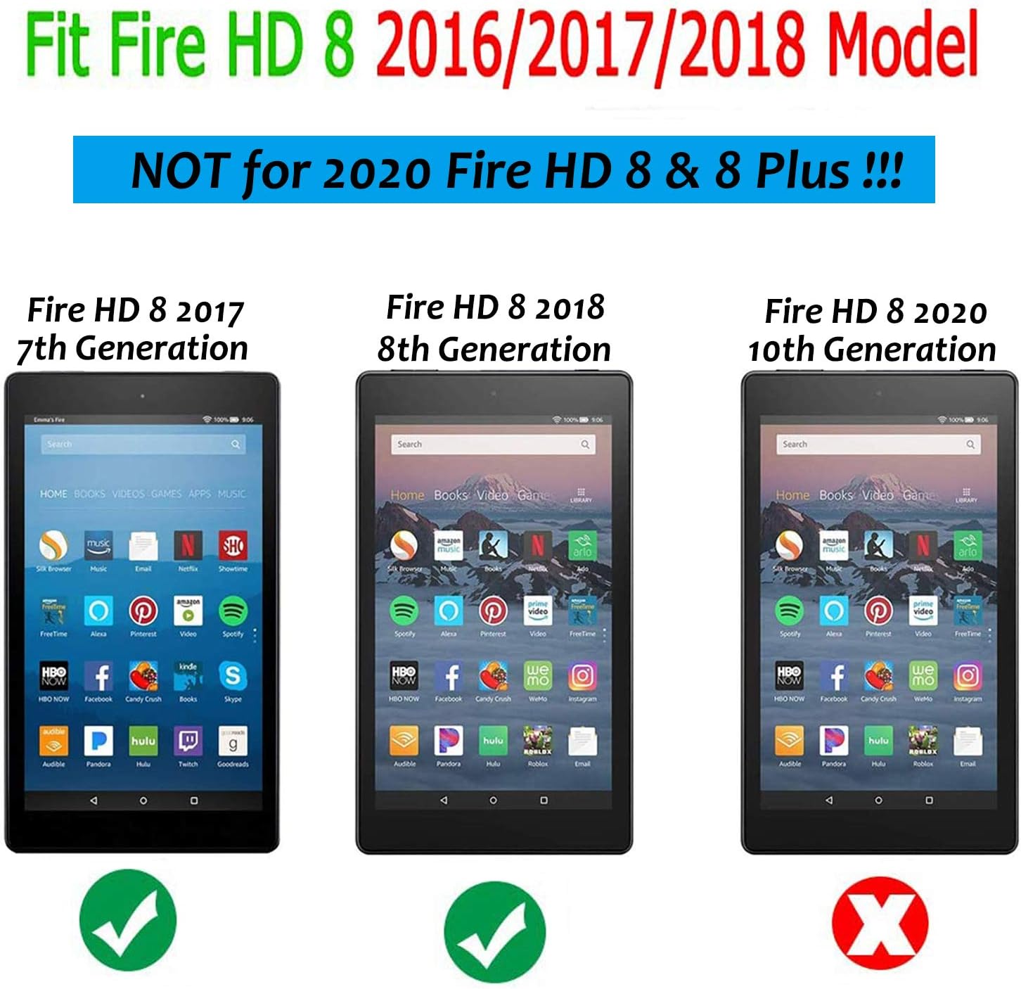 LTROP Fire HD 8 Tablet Case, Fire 8 2018 Case for Kids - Shock Proof Handle Friendly Stand Child-Proof Case for Fire 8" HD Display Tablet Cover (2017&2018 Release) NOT for 2020 Fire HD 8 Tablet, Red