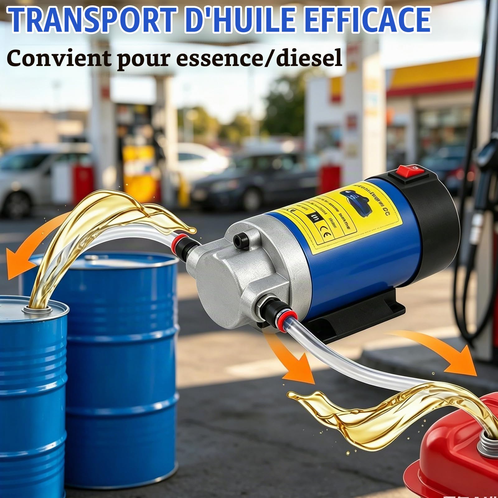 Pompe D'extraction D'huile 12 V 100 W, Pompe de Vidange D'huile, Compatible avec les Pompes à Carburant, Pompe électrique Portable Auto-amorçante pour Moteurs Diesel de Voitures Motos Bateaux Camions