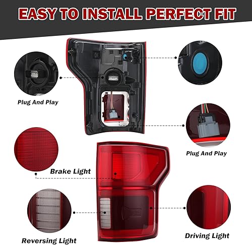 Miniatura 2 de Conjunto de luz trasera LED para Ford F150 2018 2019 2020 con lámpara trasera de punto ciego luz trasera KL3Z13404B (lado derecho del pasajero)