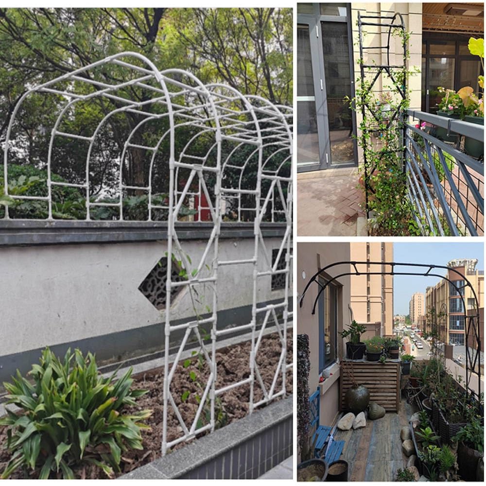 Pawilon ogrodowy, metalowa pergola, półłuk ogrodowy do roślin pnących na zewnątrz, stojak łukowy na taras, ogród, trawnik, szerokość 10 cm 5,0 cm 5,9 ' 6,9 ' 7,9 ' 9,2 ', wysokość 7,9 cala (czarny, 18