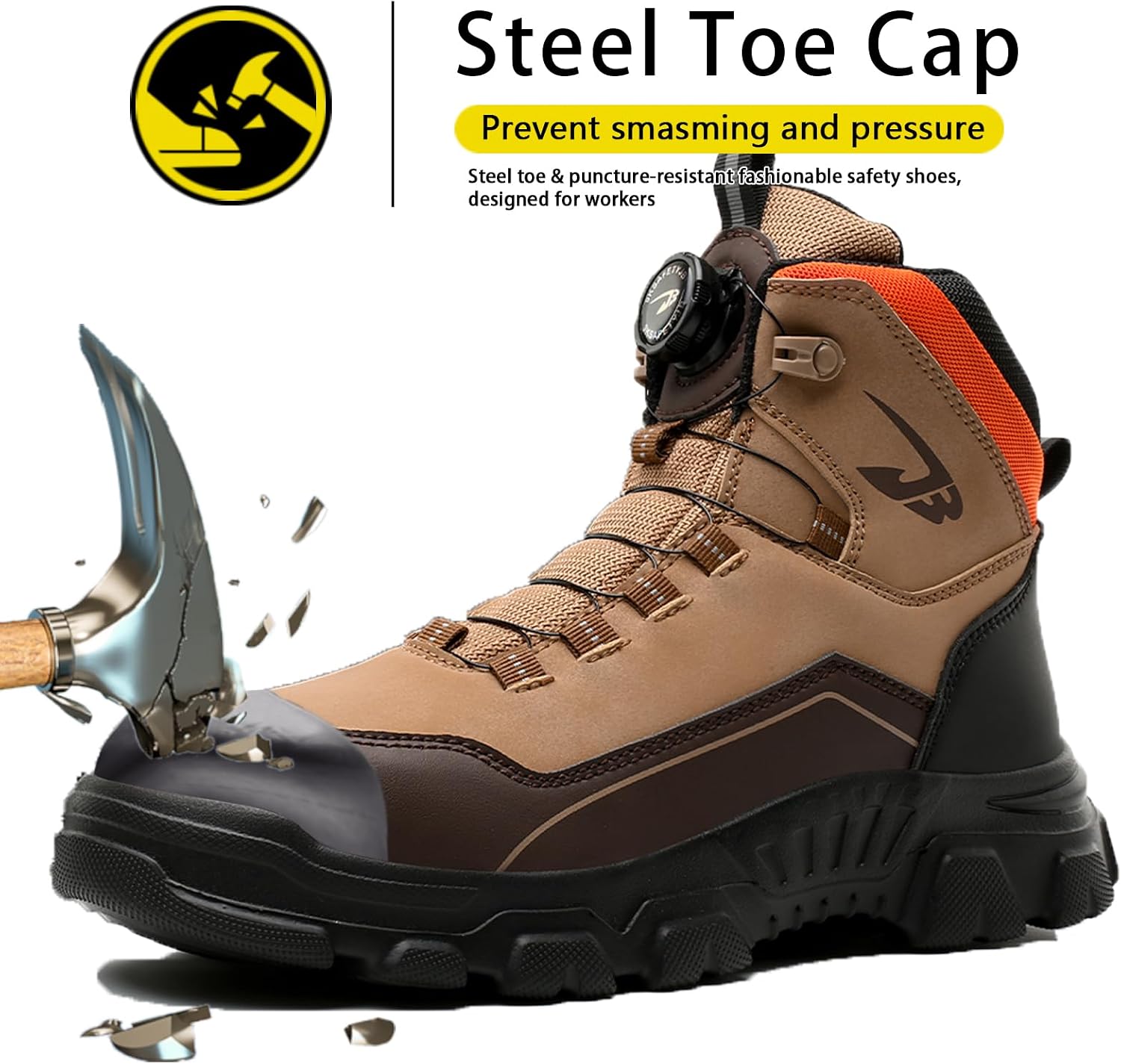 Steel Toe Safety Work Shoes for Men & Women Safety Boot | Lightweight,comfortable,industrial & construction,slip-resistant outsole,breathable upper,puncture resistant plate