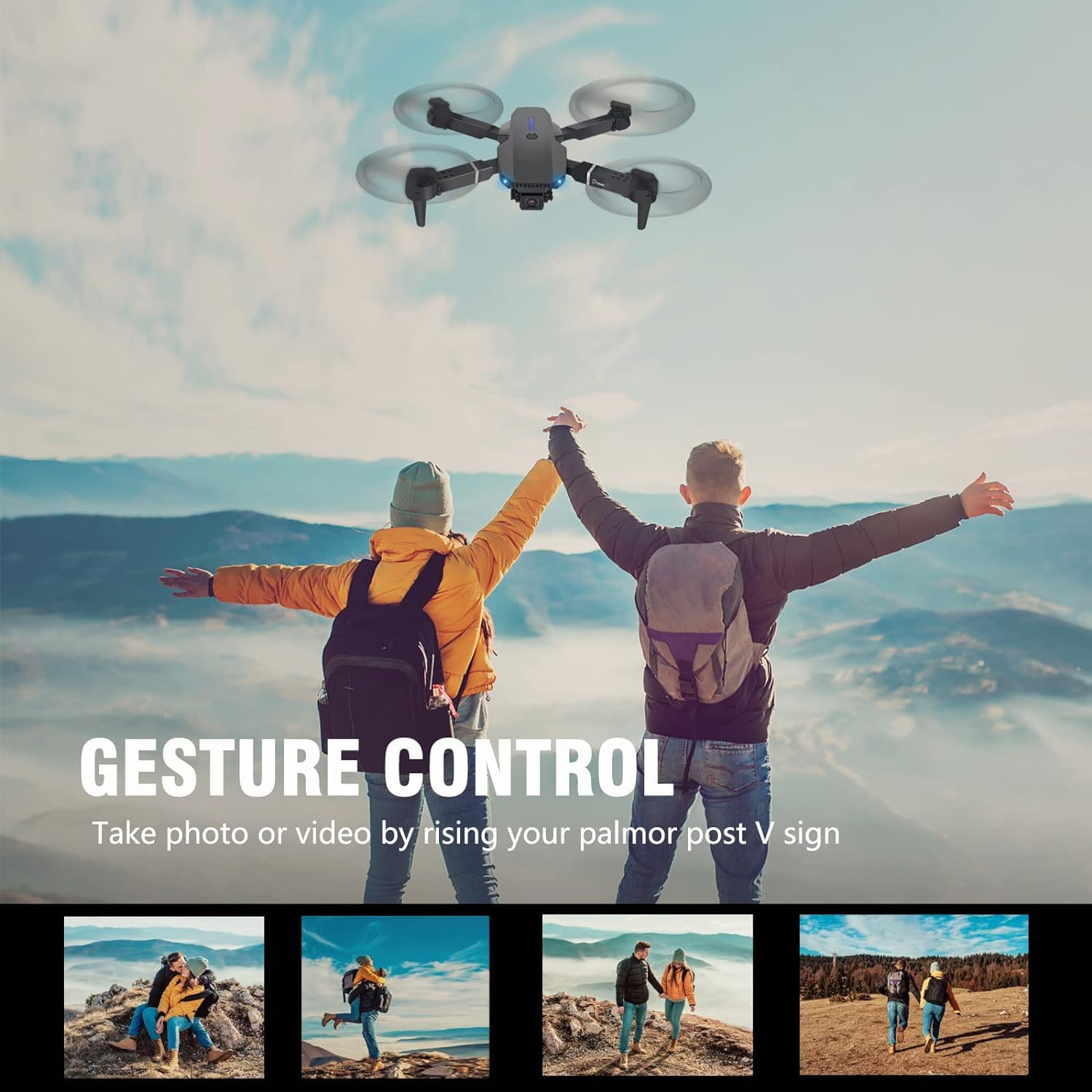 Drohne mit Kamera 4K, ferngesteuerter Quadrocopter mit Headless-Modus, Start/Landung mit einer Taste, Höhenhaltung, faltbar, Flugroute, 360°-Flip, Mini-Drohne als Geschenk für Anfängerkinder