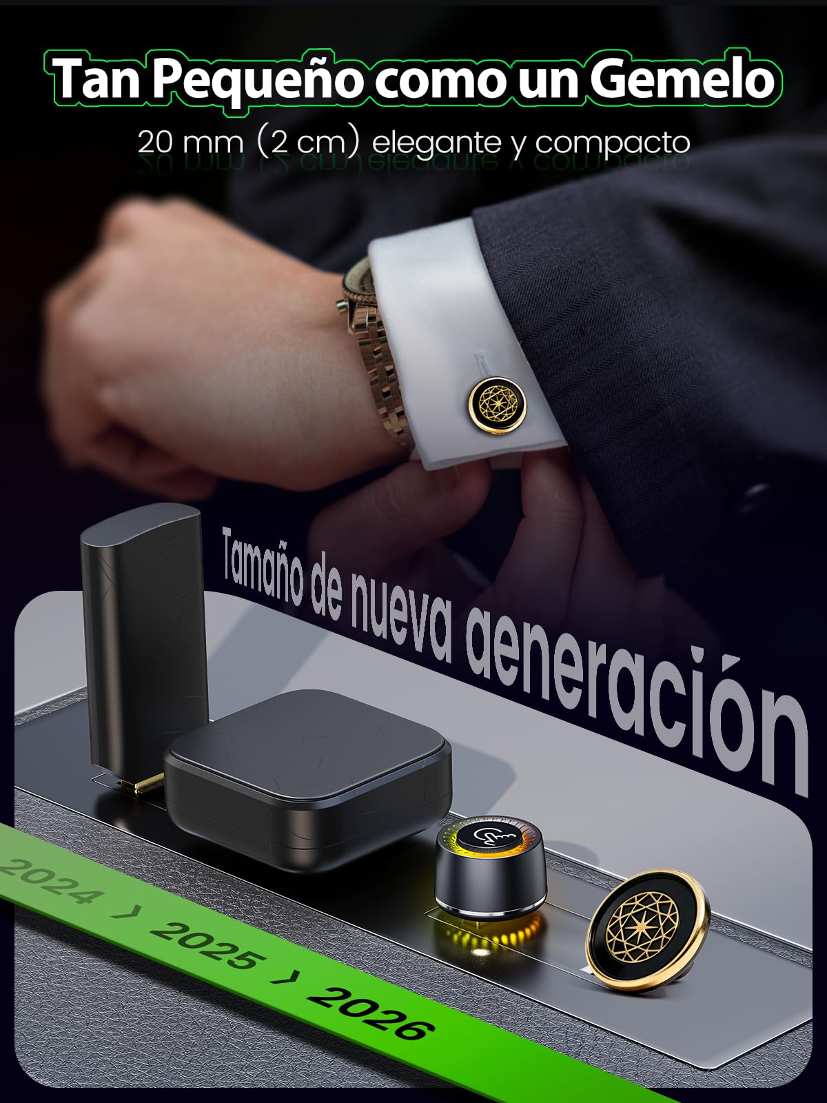 Adaptador CarPlay Inalámbrico, Cambio de Usuario con Botón, Android Auto Inalámbrico, 2026 Extra Pequeño, Conexión Estable sin Sobrecalentamiento, Compatible iOS 10+ y Android 10+, USB-A/USB-C