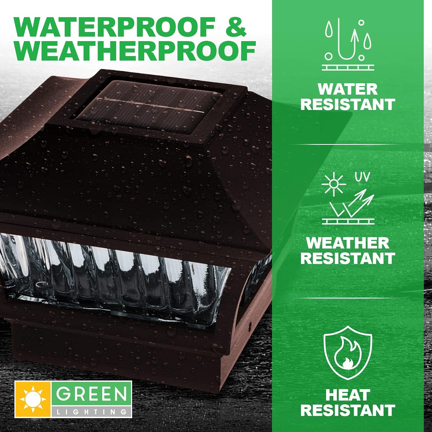 GreenLighting Sleek Tokyo Solar Post Cap Lights - Post Caps for 4x4 Wood 5x5 Vinyl PVC Fence Solar Post Lights Outdoor Waterproof - Solar Deck Post Lights (Bronze, 12 Pack)