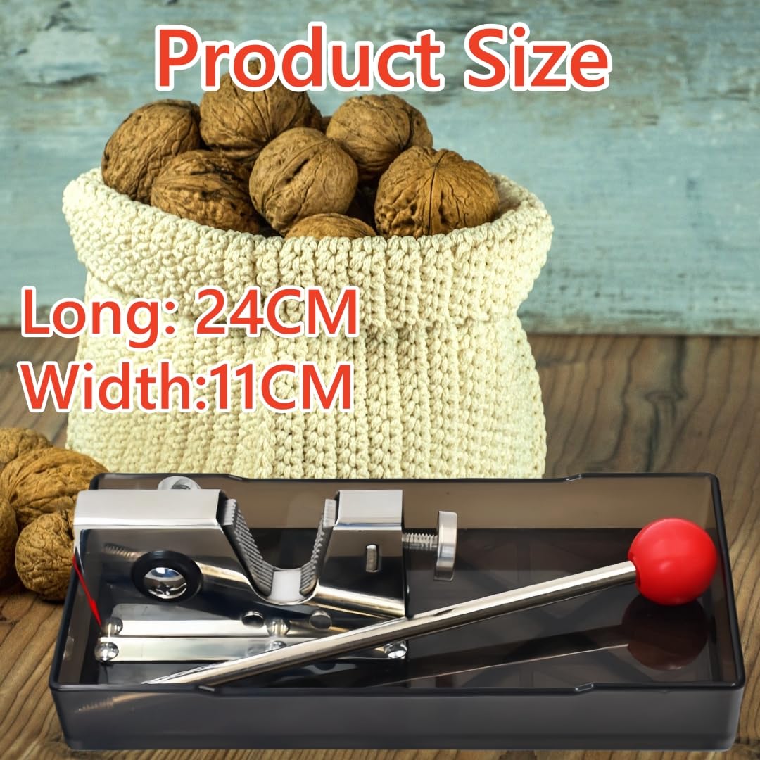Casse-noix pour toutes les noix avec 3 piques en acier inoxydable robuste pour noix noires, noix de pécan, macadamia, mâchoires réglables manuelles (argenté)