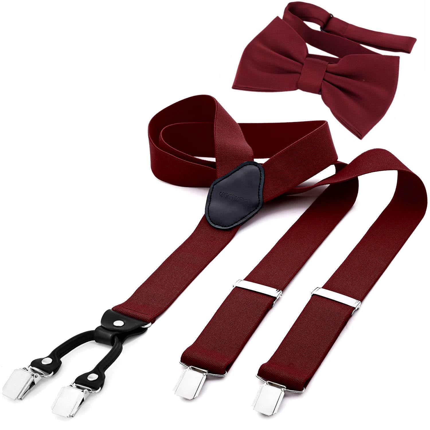 DonDon Set de tirantes y pajarita para hombre, forma de Y, ancho 3,5 cm, hecho a mano - Elegante accesorio para boda, fiesta, smoking