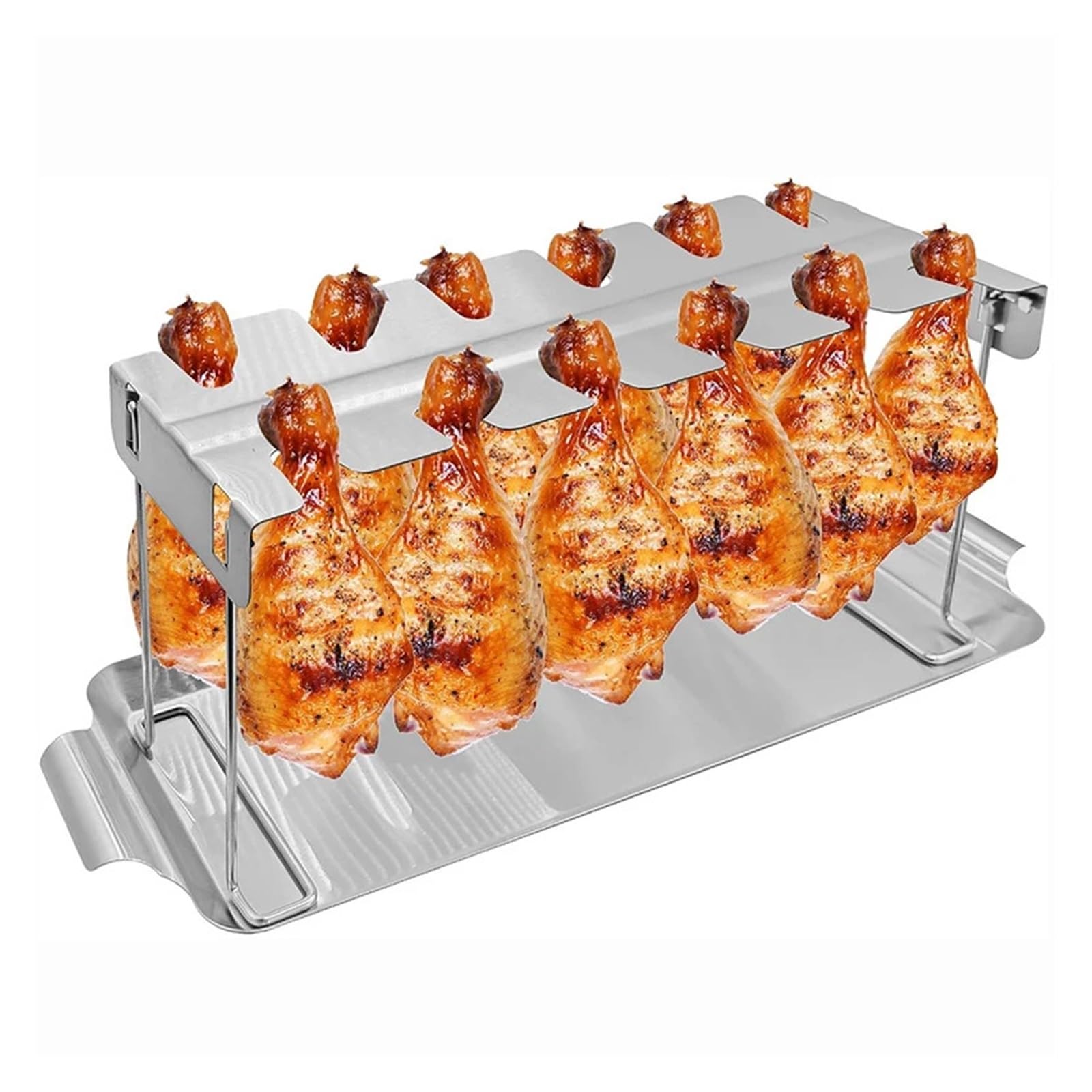 Soporte de acero inoxidable para asar y asar a la parrilla, accesorios para ahumar o horno, pollo y soporte para alas y patas