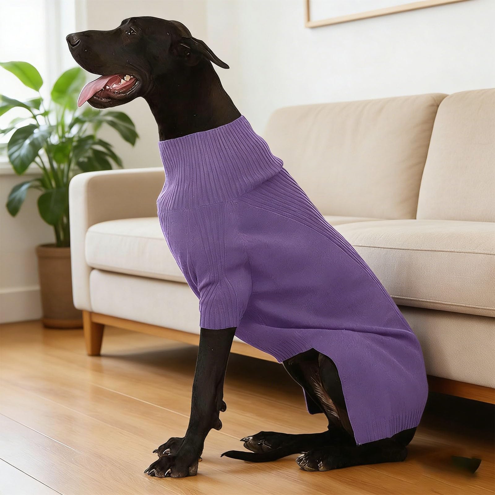 Hundepullover, Thermostrick, Großer Hundepullover, Hundepullover Mit Rollkragen, Hundepulli Für Hunde Und Katzen, Wärmend & Bequem Hundebekleidung,Für Kalte Tage (Purple, XXXXL)