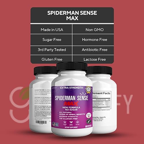 Miniatura 4 de Spiderman Sense Max, Complejo de raíz de maca extra fuerte, sin azúcar, 60 cápsulas, suministro para 30 días (2)