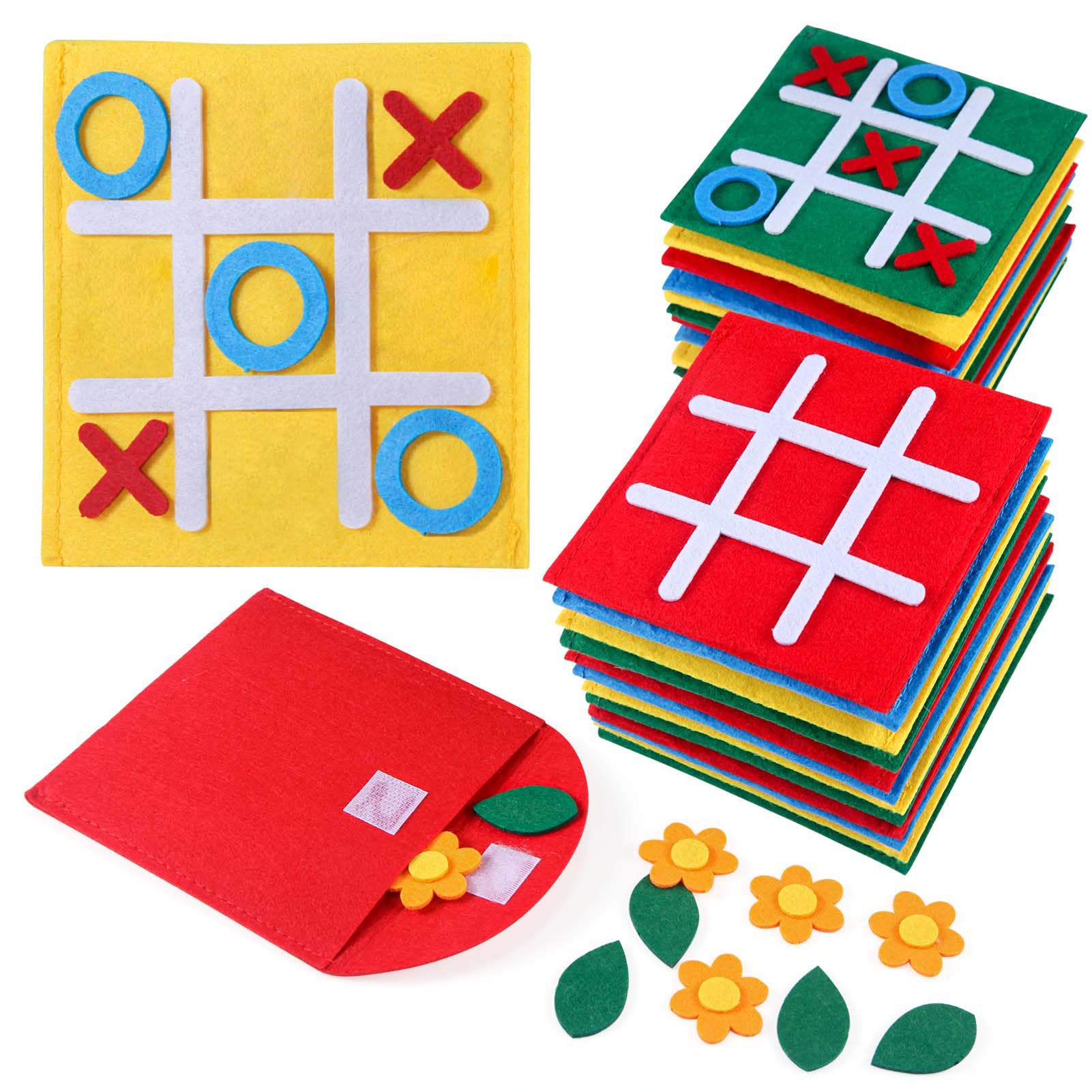 Tic Tac Toe – Lot De 14 Mini Jeux En Feutre Multicolores Pour Anniversaire Et Activités Enfants
