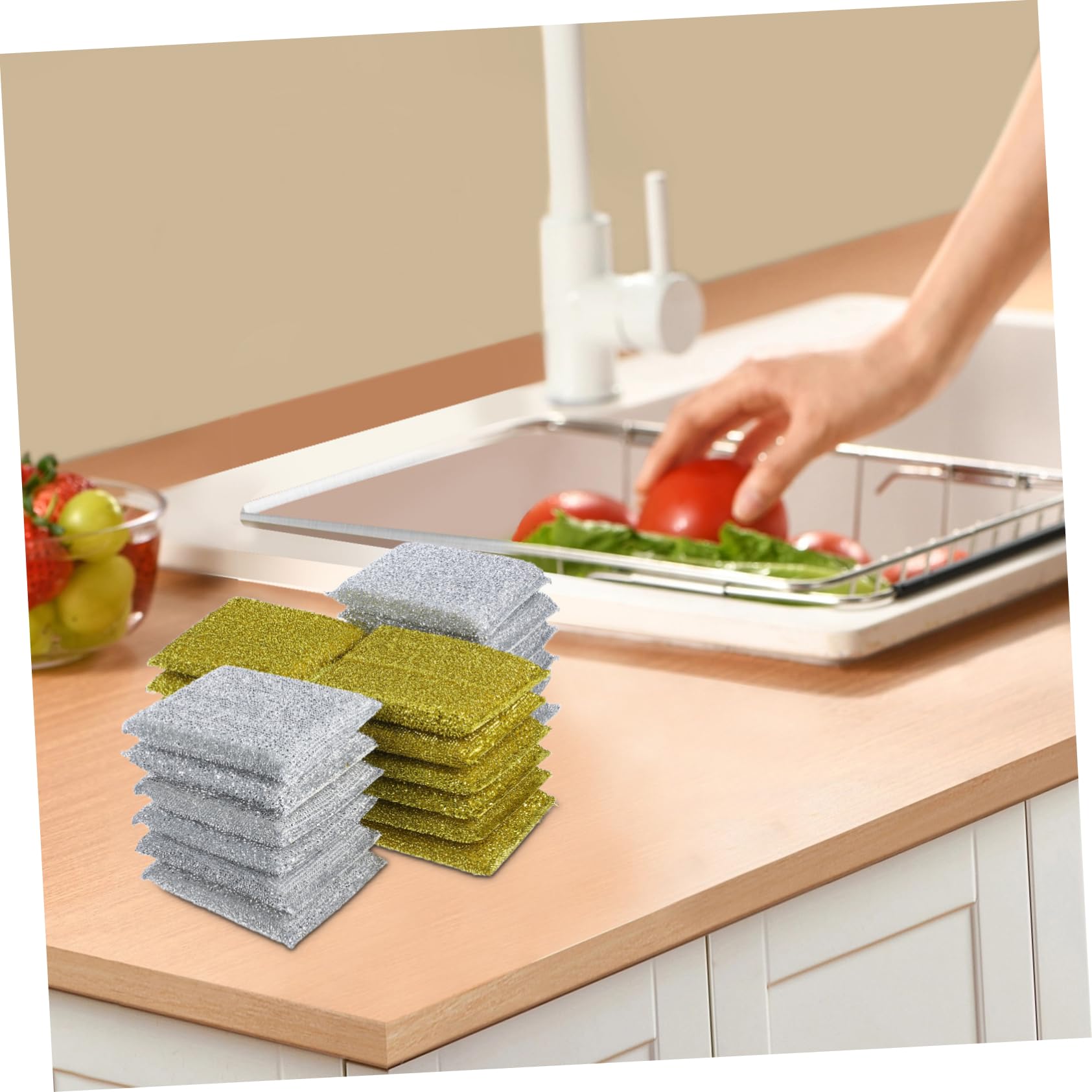 24 spugne for piatti for uso domestico, resistenti, abrasive, in metallo, for la cucina