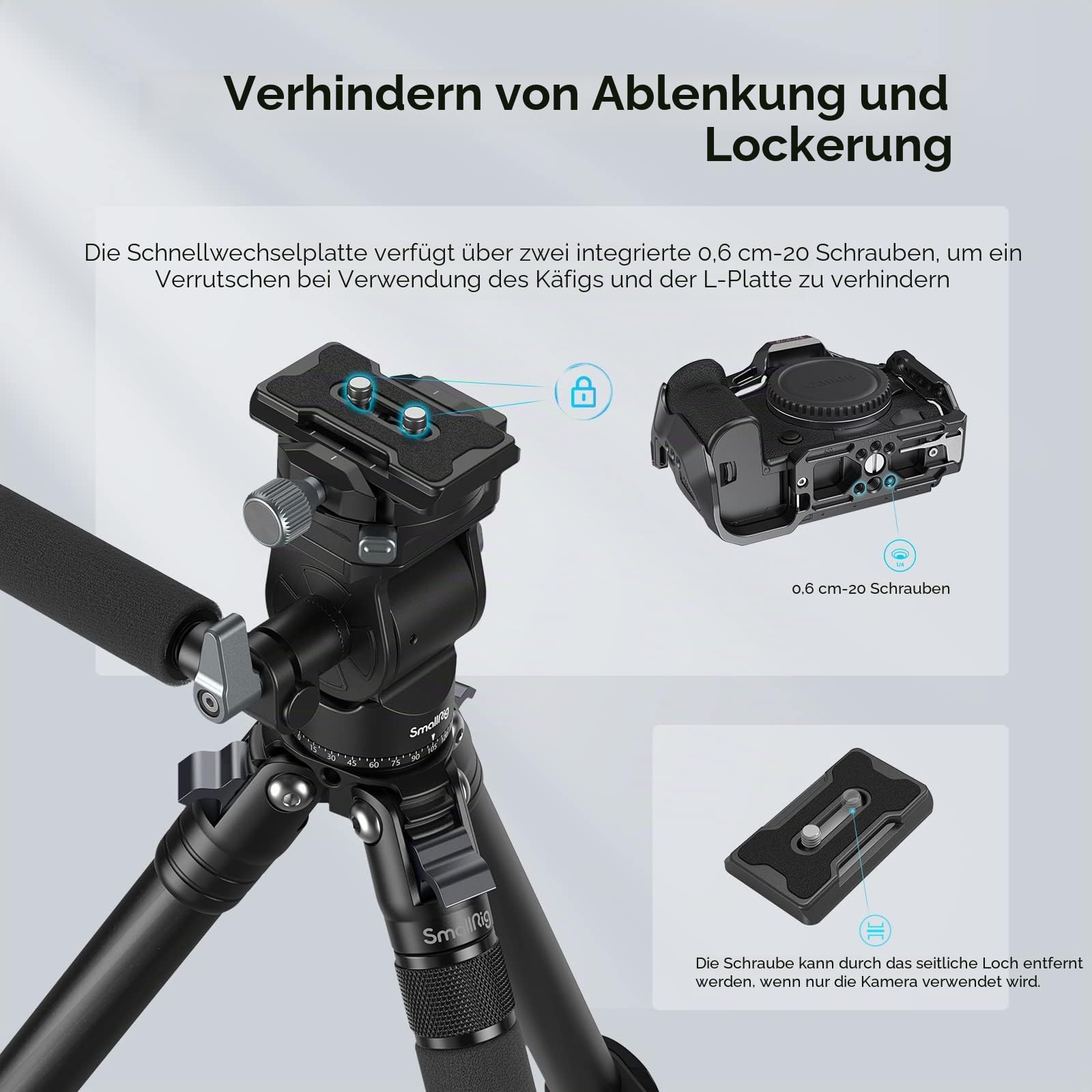 SMALLRIG Videokopf für vertikale/horizontale Aufnahmen, Stativ-Schwenk-Neige-Fluidkopf mit Teleskopgriff und umschaltbarer QR-Platte für Arca, maximale Belastung 5kg/11 Pfund für Camcorder - 4104