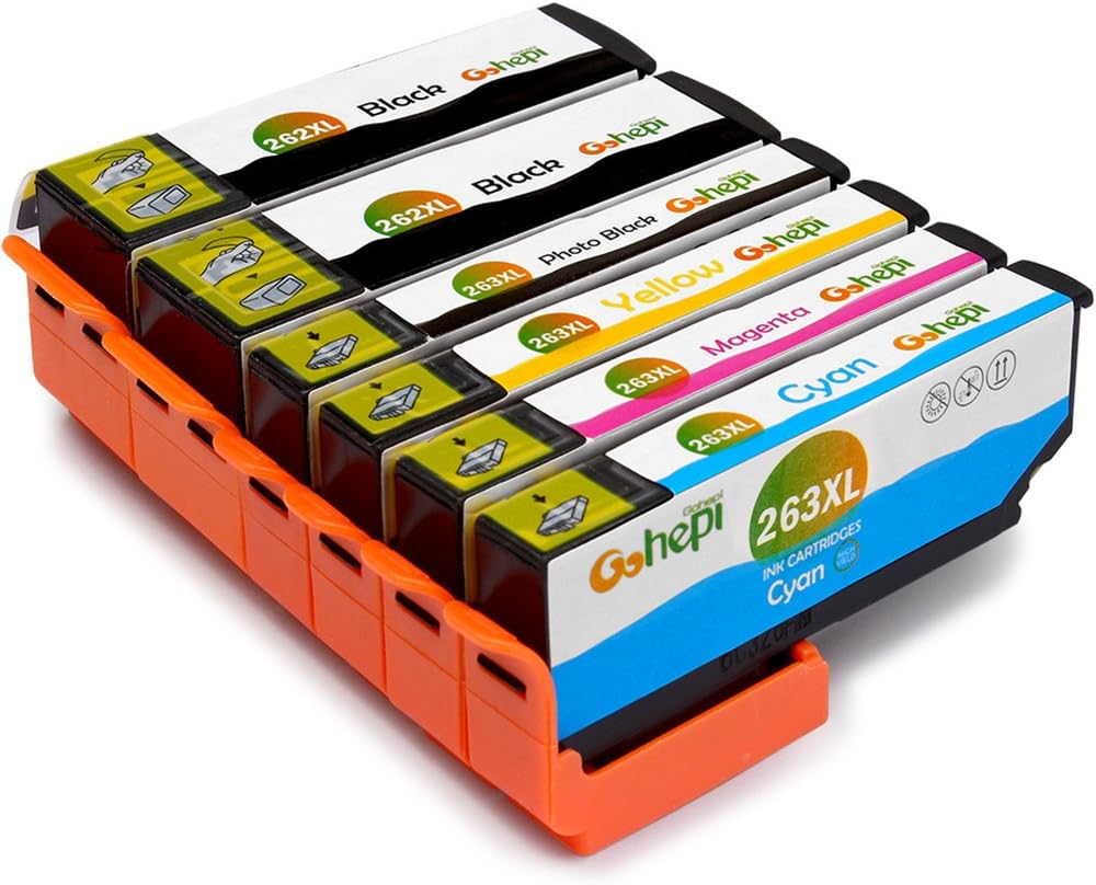 Gohepi for Epson 26XL T2621 T2631 T2632 T2633 T2634 cartridges 6er-Pack (2 Schwarz, 1 Foto-Schwarz, 1 Blau, 1 Rot und 1 Gelb)
