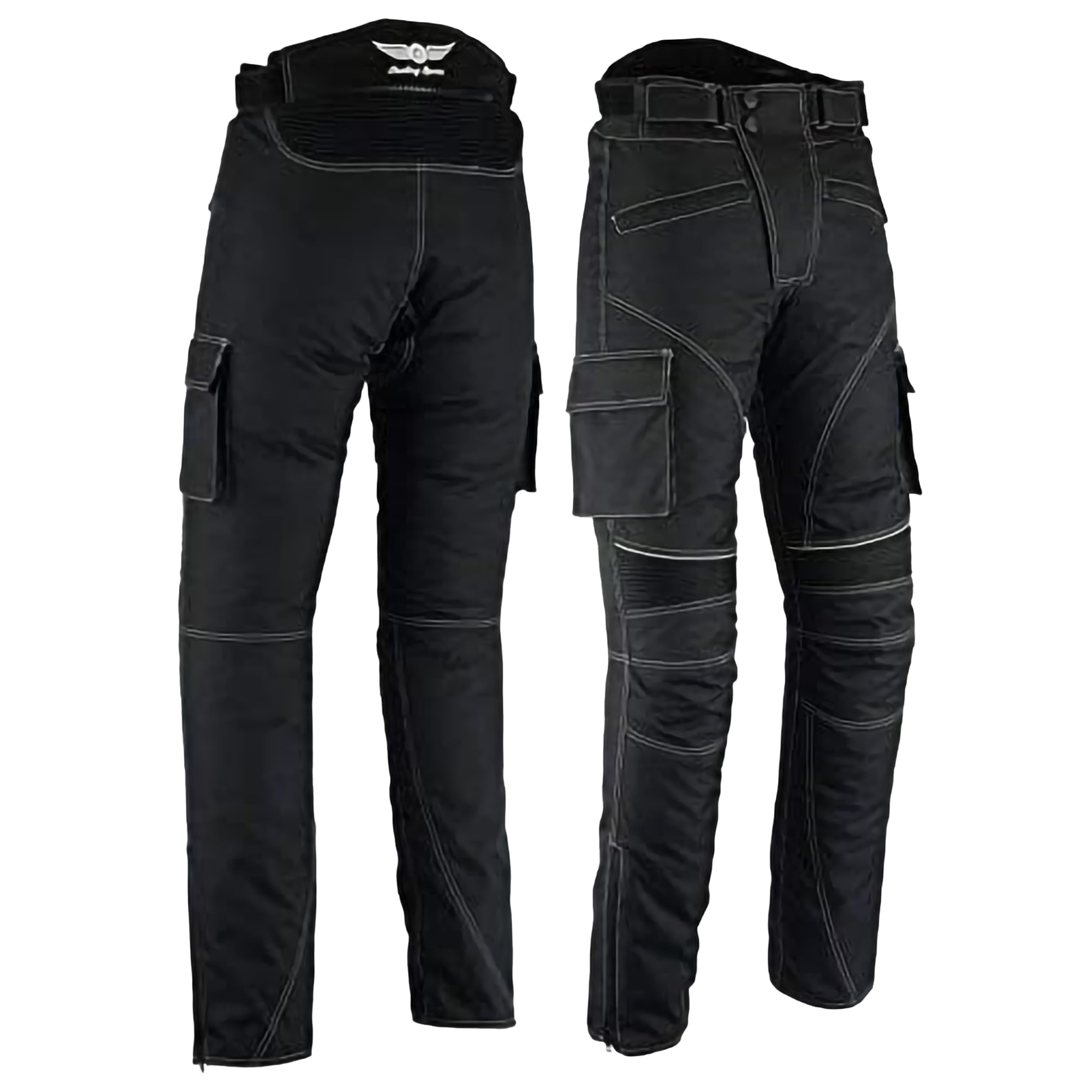 Sterling Sports®Men Textile Waterproof Motorbike Motorcycle Thermal Armoured Trousers Cargo Pant Black Cameo Grey Green — view 3