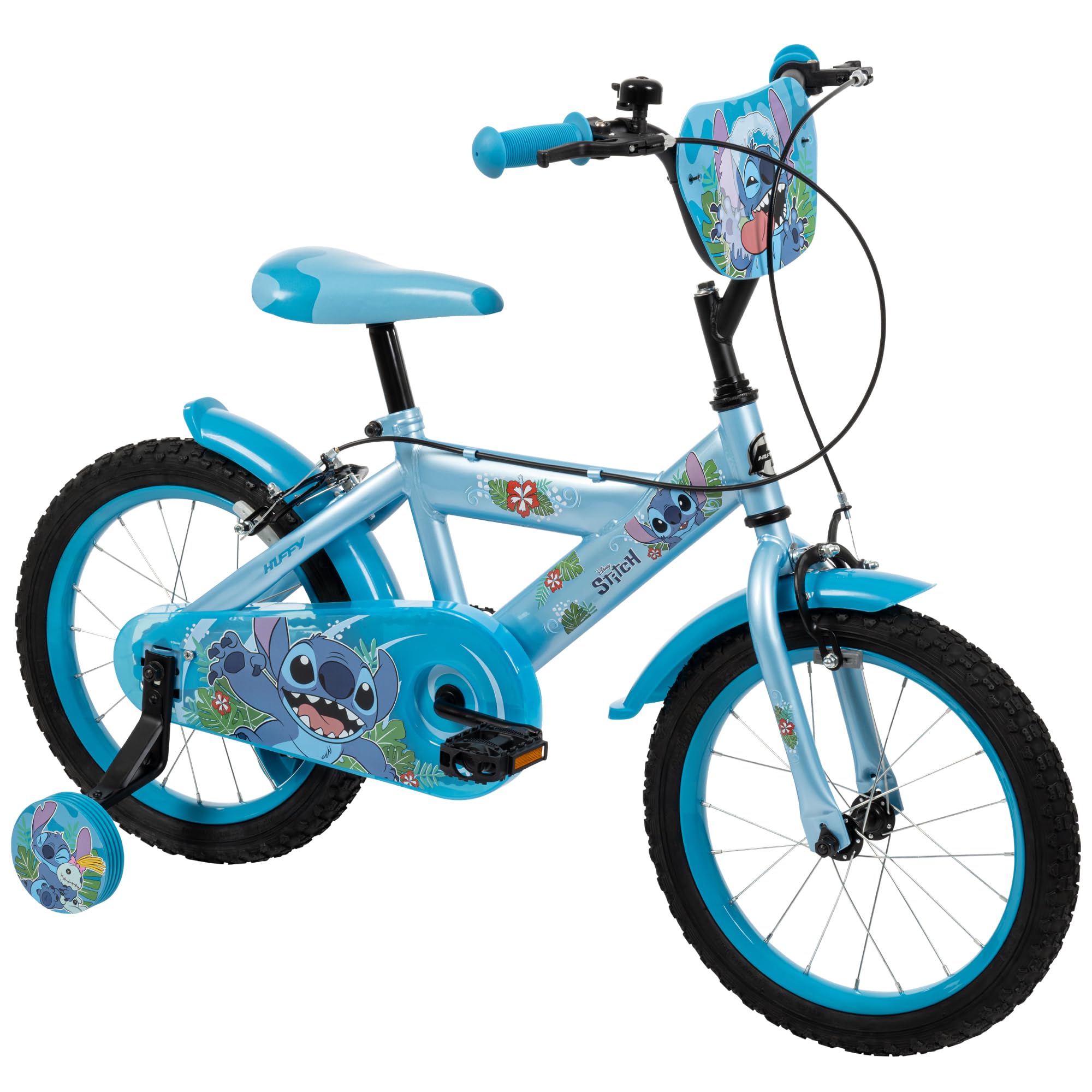 Huffy Disney Stitch 16" Kid’s Bike, aged 5-9 years, Dual Calliper Brakes, Removable Stabilisers, Adjustable Seat, Blue