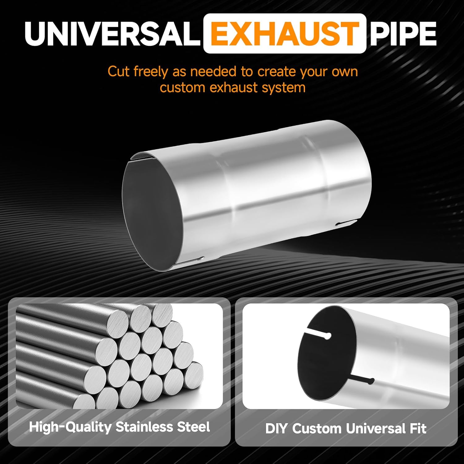 A-KARCK Straight Exhaust Pipe 4" OD, Stainless Steel 8" Long Mandrel Exhaust Tube
