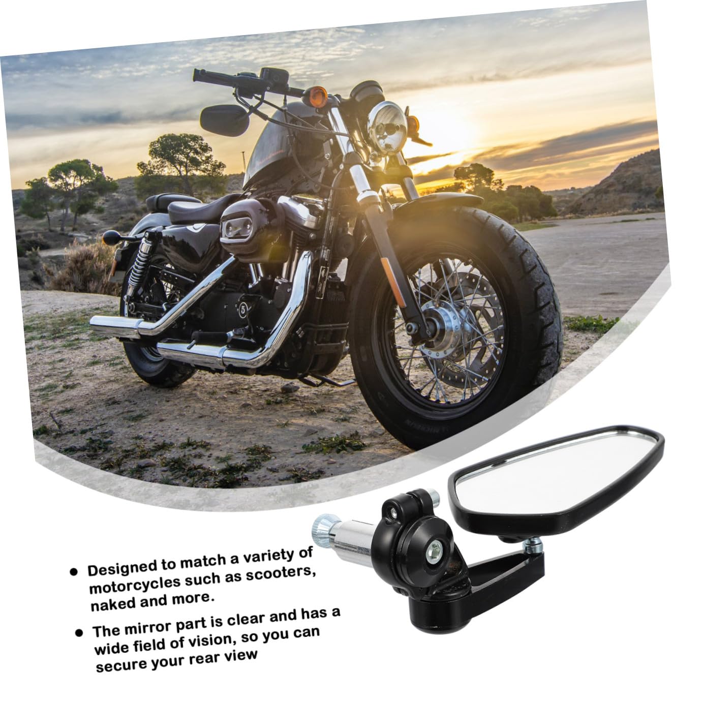 OUNONA Specchietti Retrovisori Moto per Manubrio 22mm in Lega di Alluminio e Abs Ampio Campo Visivo per Scooter e Naked in Nero