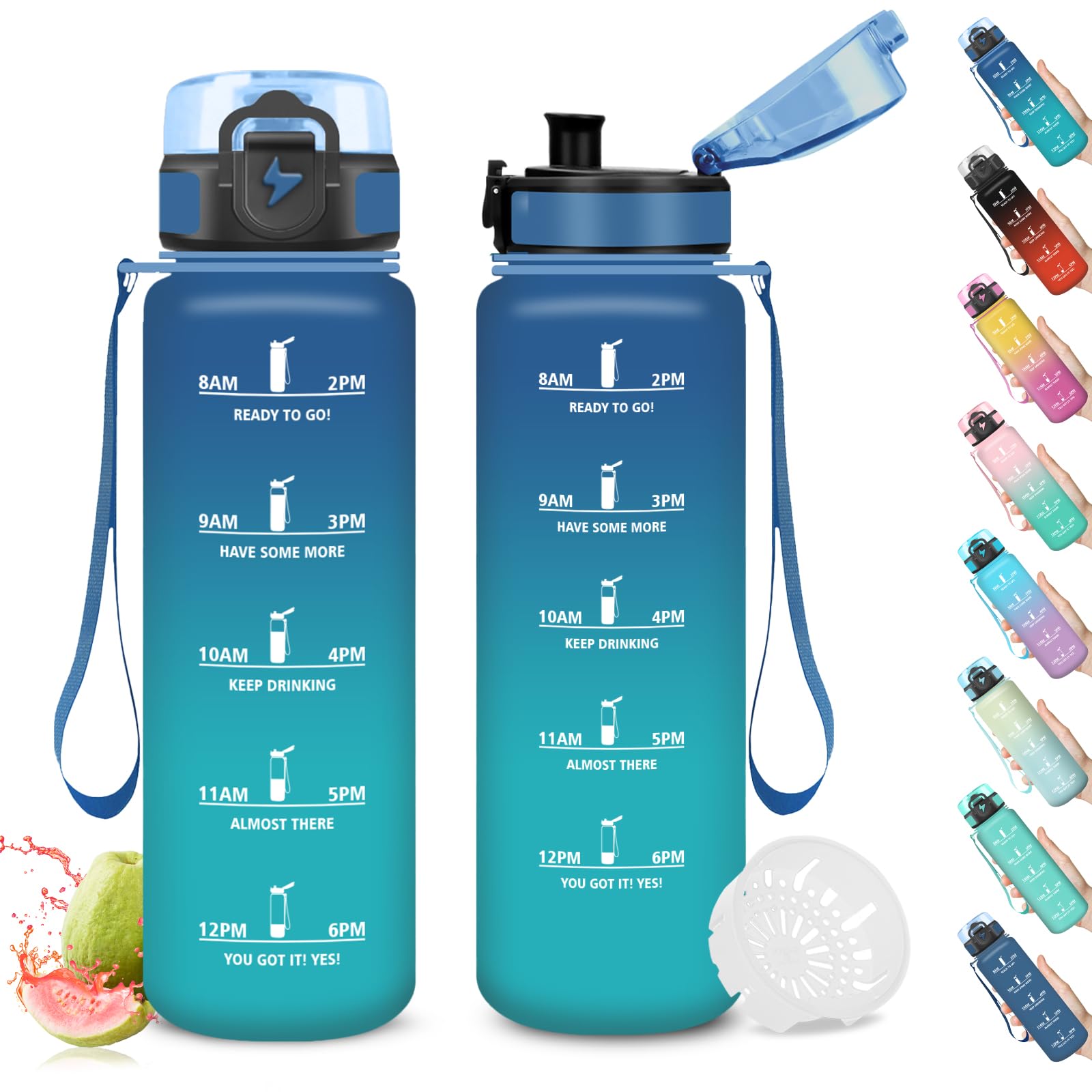 Mujigaga 500ml Girls Water Bottle with Indicator, Leak-Proof, Easy Carry, Motivational Water Bottles Easy Clean for Office, Running, School