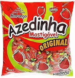 Bala Mastigável Azedinha Morango Icekiss Pacote 500g