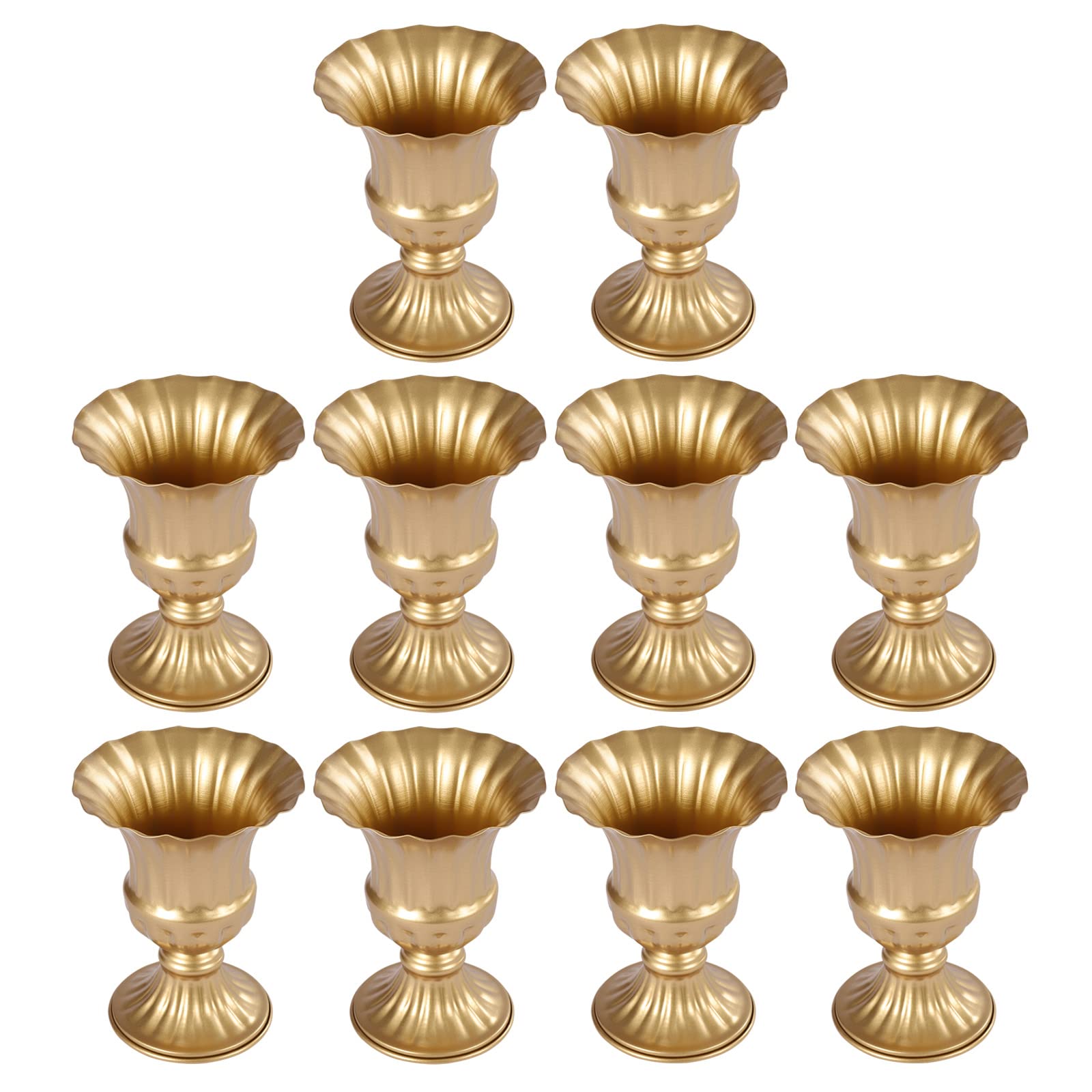 Golden Metall Vase für Hochzeit, 10 Stück 16cm Tischdeko Hochzeit, Gold Vasen für Mittelstücke Hochzeit Dekoration von Geburtstagen, DekorativeVintage Vase Für Hochzeitsfeier Jahrestag Heimdekoration