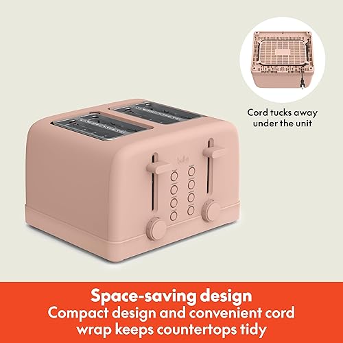 Miniatura 2 de bella Tostadora de 4 rebanadas, control de sombra de 6 ajustes con botones de recalentamiento y cancelación, bandeja extraíble para migas,