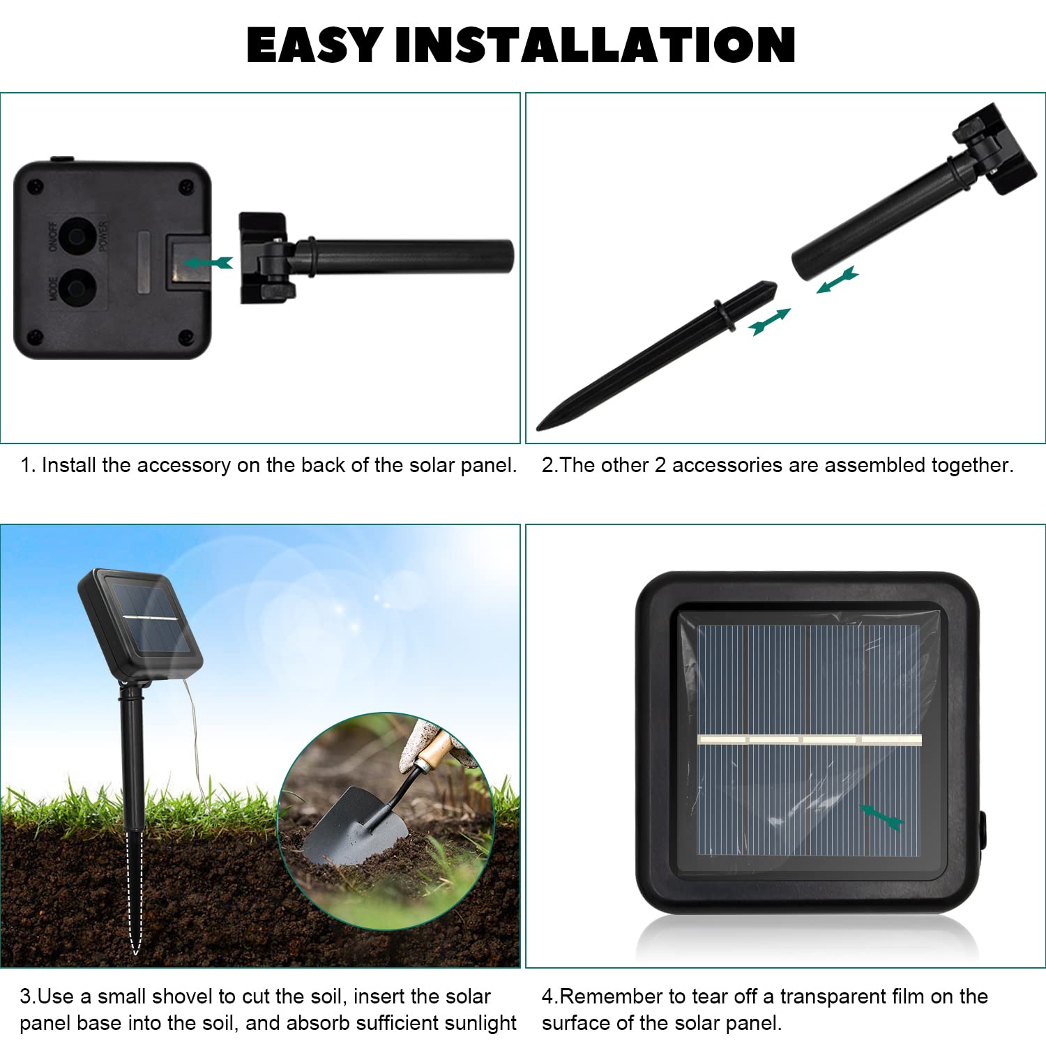 Luci Solari A Tubo 10m 100LED - Catena Luminosa Impermeabile IP65 Con Pannello Solare 800mAh, 8 Modalità Per Esterno, Giardino, Piscina, Decorazioni Feste E Natale