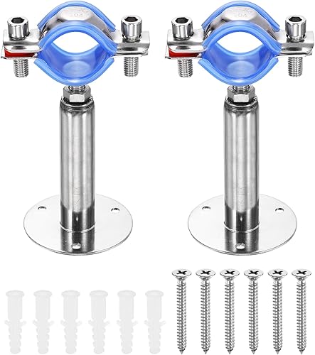 Miniatura 31 de HARFINGTON Juego de 2 soportes de montaje en pared para montaje en techo de acero inoxidable 304 Abrazadera de soporte de tubo ajustable
