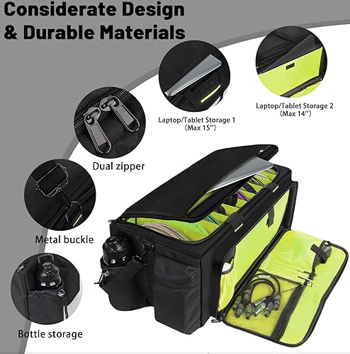 Miniatura 4 de Bolsa grande para DJ incorporada, resistente tablero de soporte, bolsa de cable de DJ con 9 divisores desmontables y correa acolchada para el