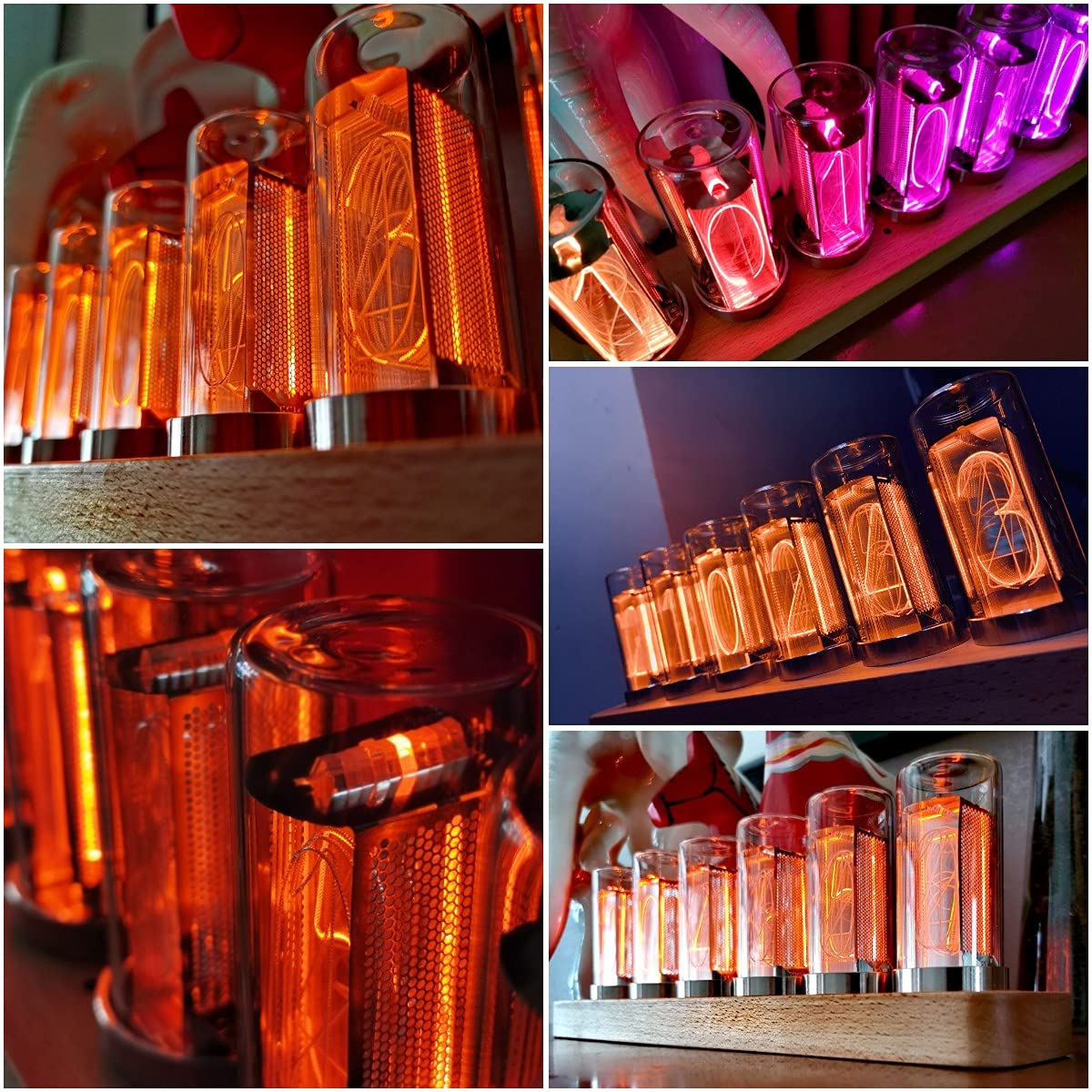 Cadeaux personnalisés,Horloge de Bureau électronique Lumineuse,Horloge numérique à LED,mémoire de Mise Hors Tension,9 Modes de couleur/16 Millions de Couleurs/luminosité