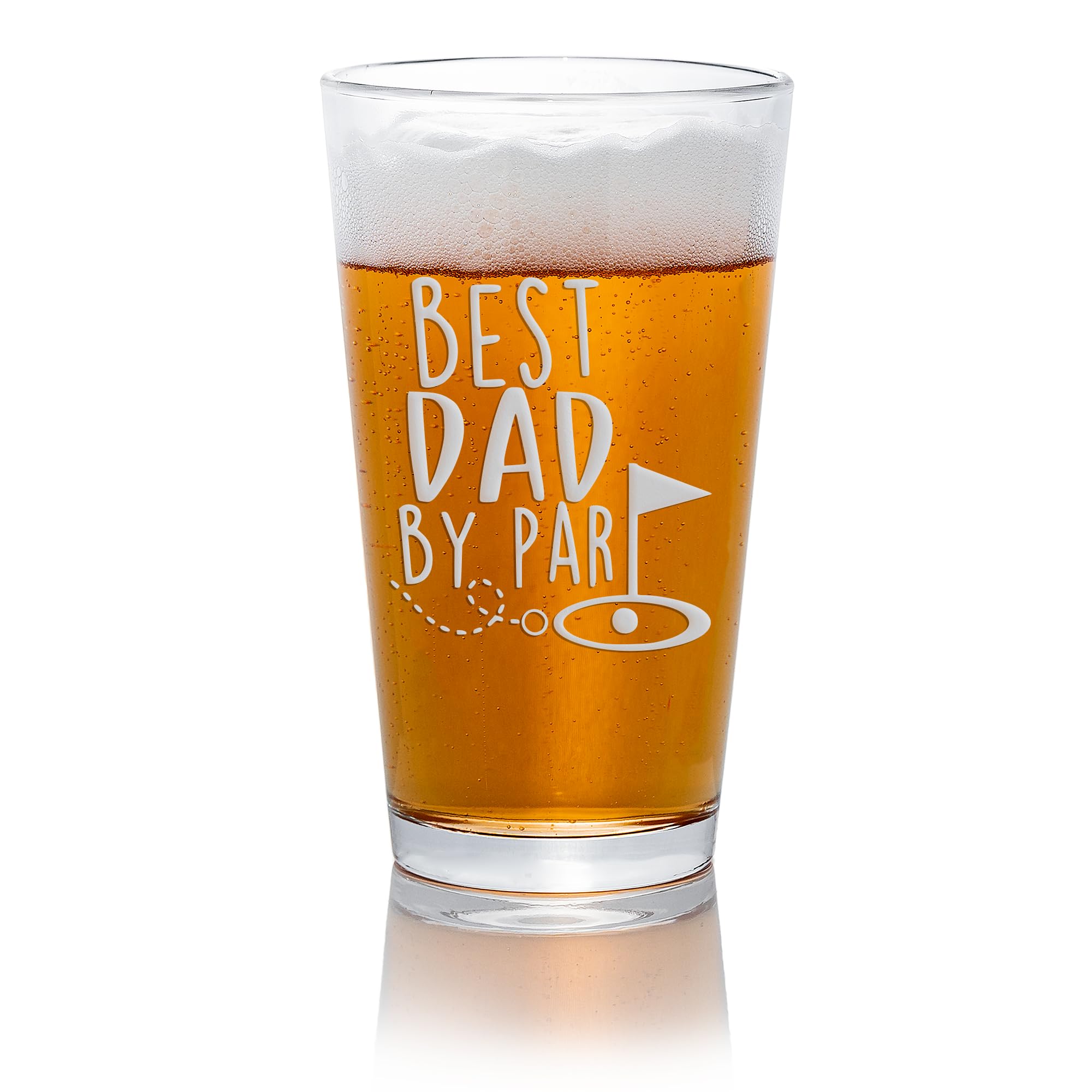 Best Dad By Par Pint Glass - Birthday Gifts For Dad, Father Son Gift, Father'S Day Gift, Funny Dad Beer Glass, Golf Gift, Gift for Golfers