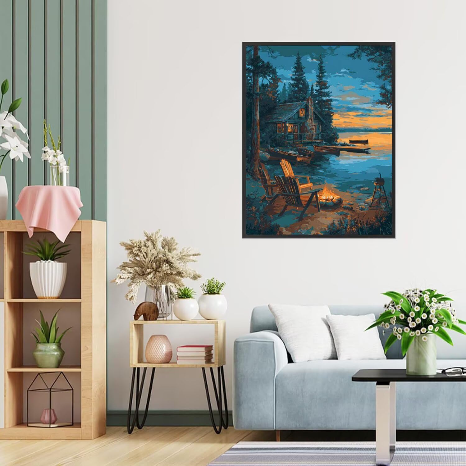 Dipingere con i Numeri Adulti Casa in legno, nave Dipingere con i Numeri Bambini DIY Kit, Set Premium con Pennelli, Decorazione Casa & Creativo Regalo, Attività di Tempo libero 70x95cm z-308