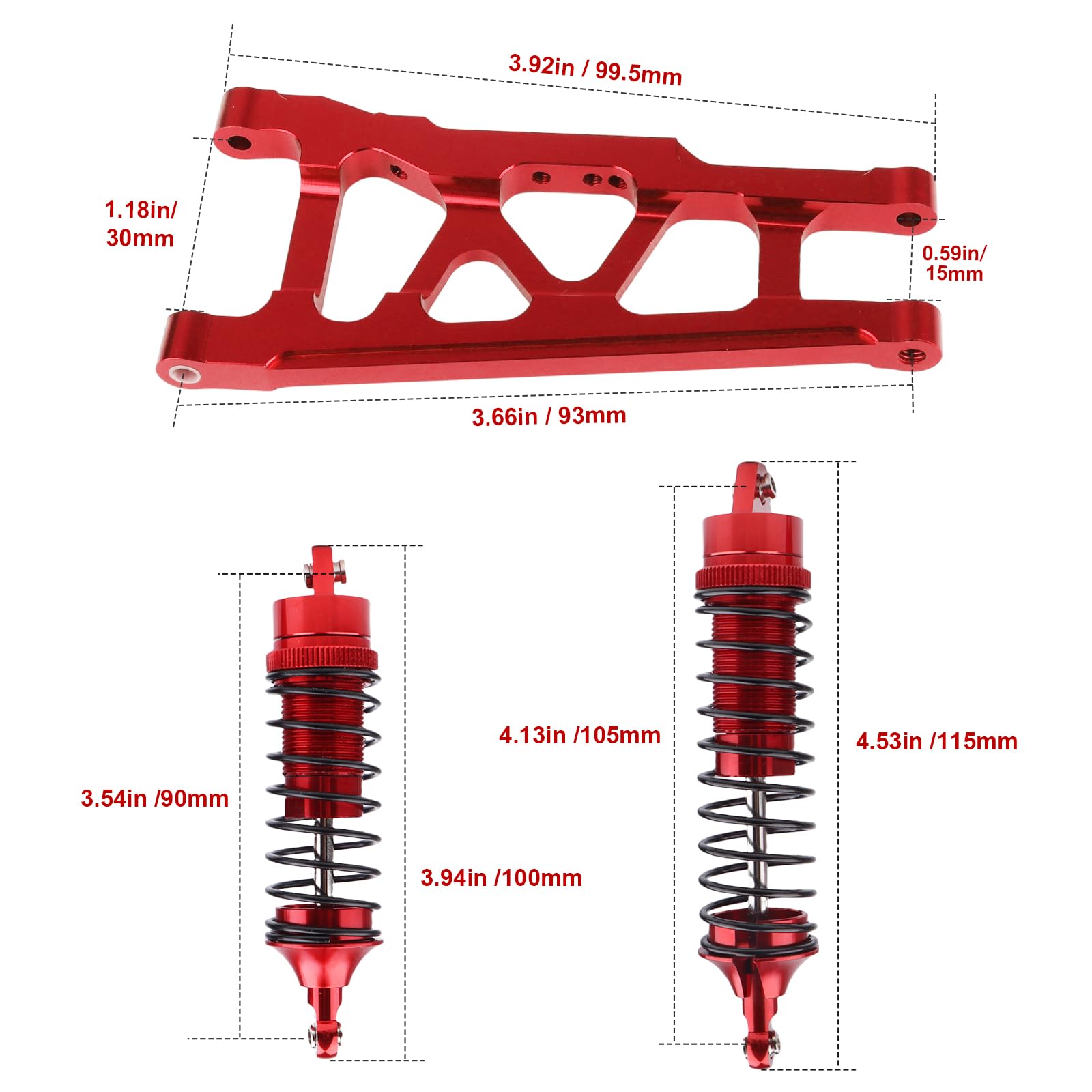 Bras de suspension avant et arrière en aluminium 3655 pour RC Traxxas 1/10 Slash 4x4 4WD Bras de suspension avant et arrière en aluminium 3655 pour RC Traxxas 1/10 Slash 4x4 4WD