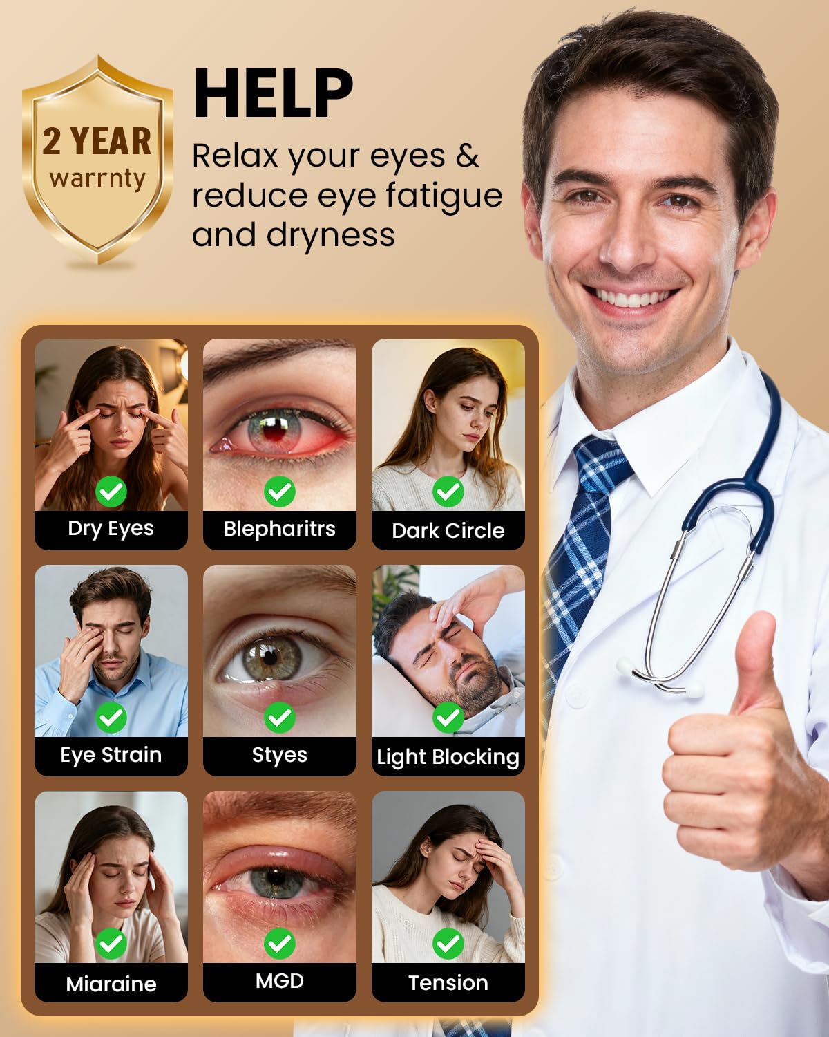 Maschera per gli occhi riscaldata, senza fili, per occhi secchi, sollievo per gli occhi, miglioramento del sonno, 4 temperature, tappetino riscaldante lavabile per i viaggi e con guscio sostituibile