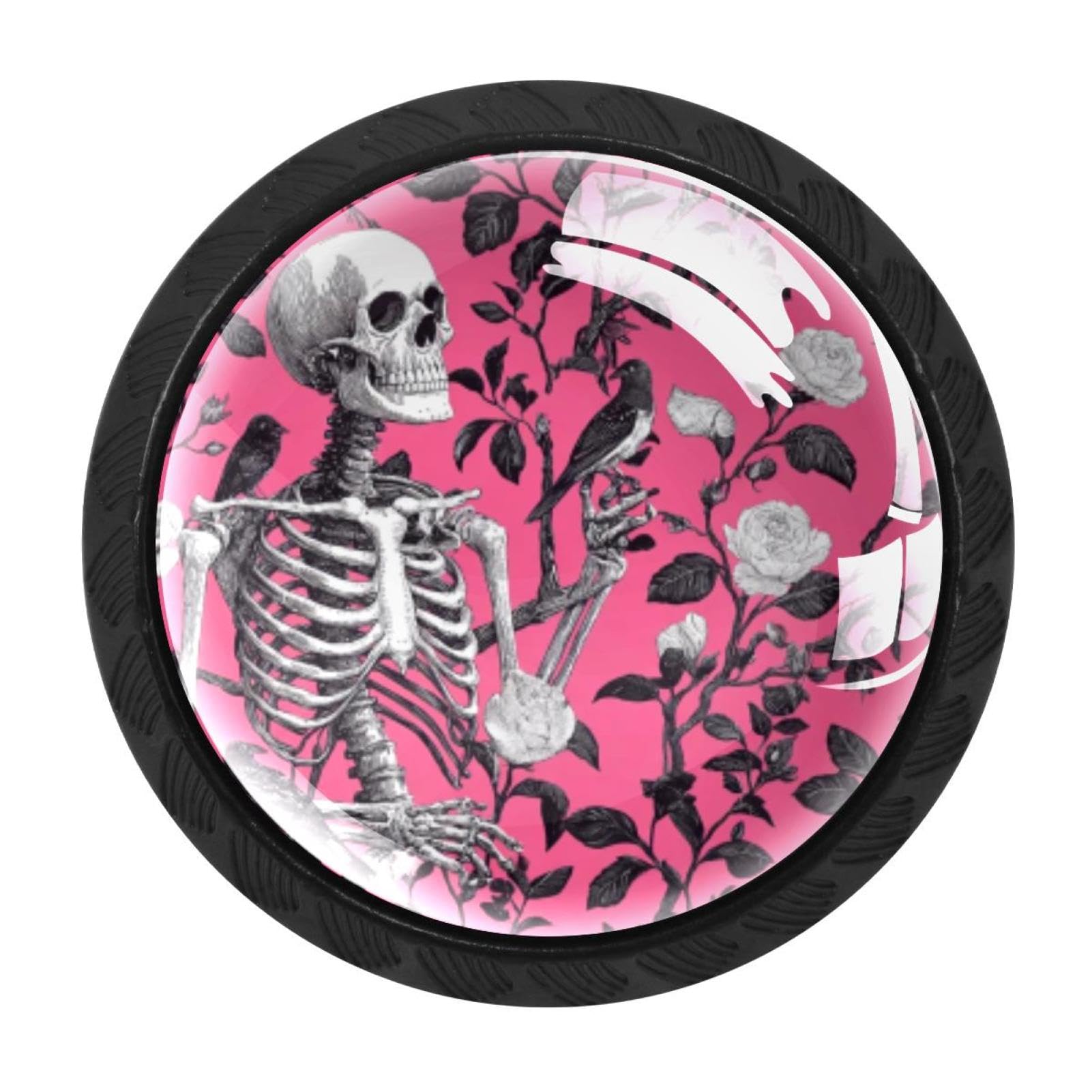 CHENZZZZ 4 Pack Skeleton Pink Pattern Drawer Knob Cabinet Hardware