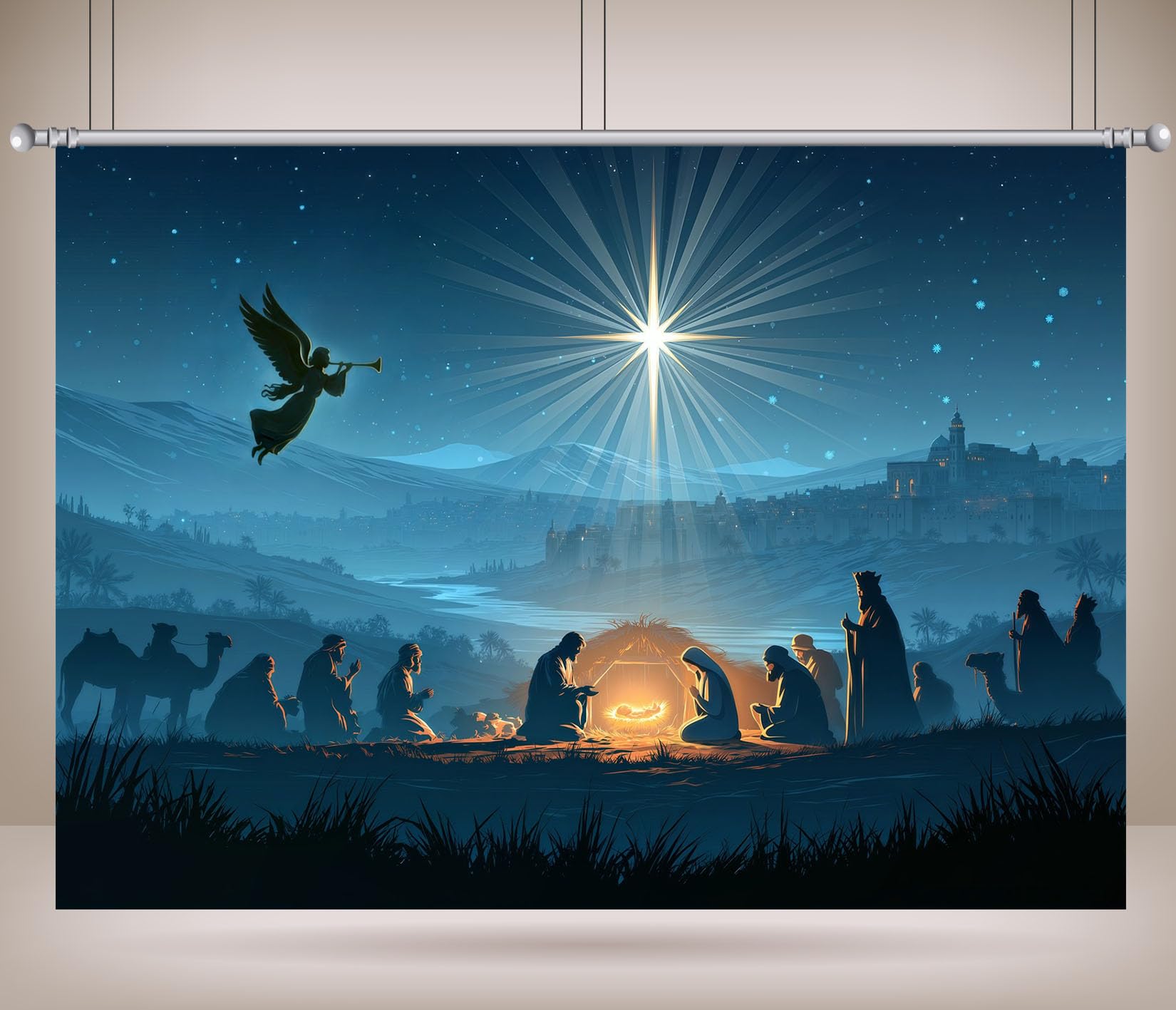 8x8FT (2.5x2.5m) Angelo E Corteo Del Presepe Sfondo Fotografico