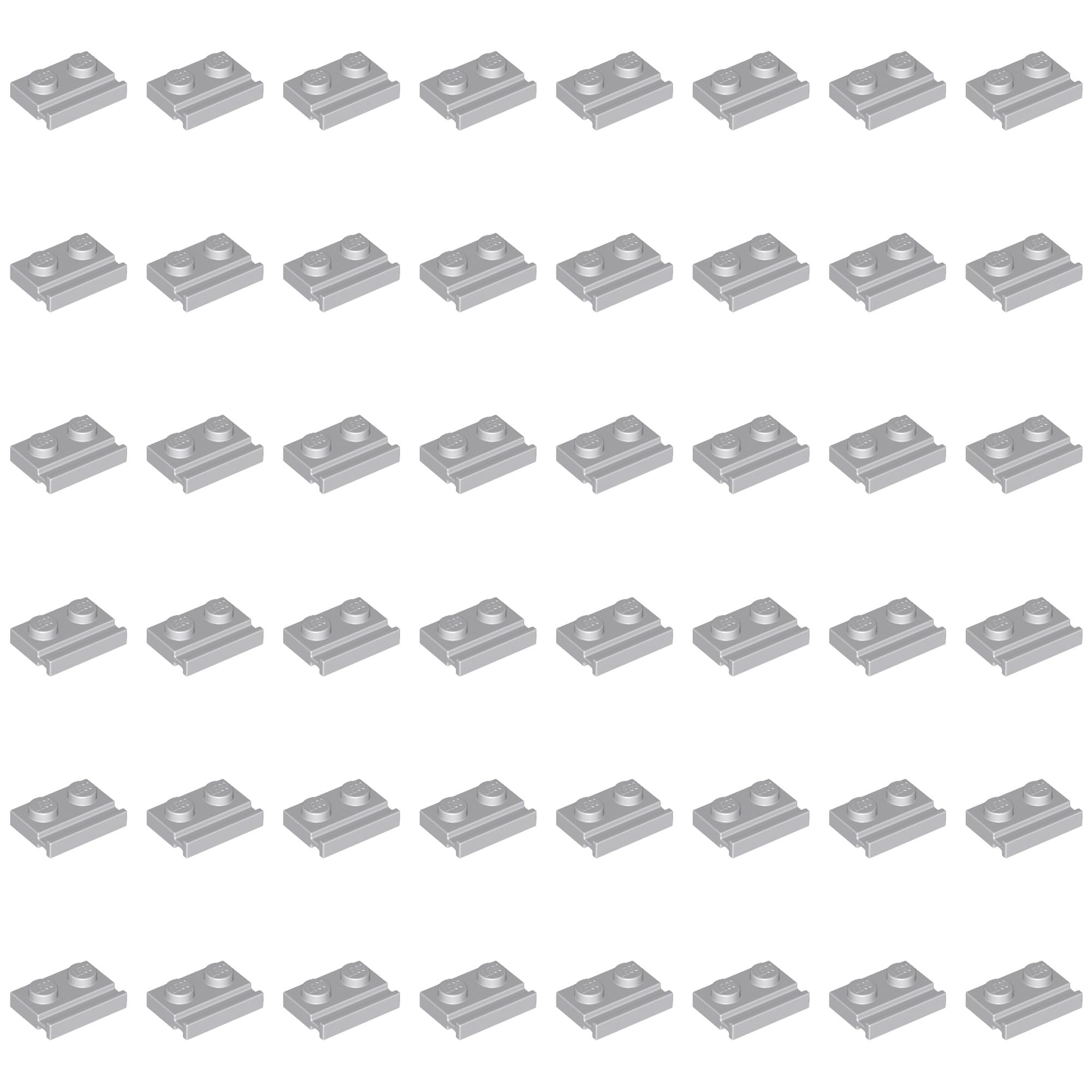 LEGO Plate, Modified 1 x 2 with Door Rail Part 32028 (Light Bluish Gray, 10, Bricks)