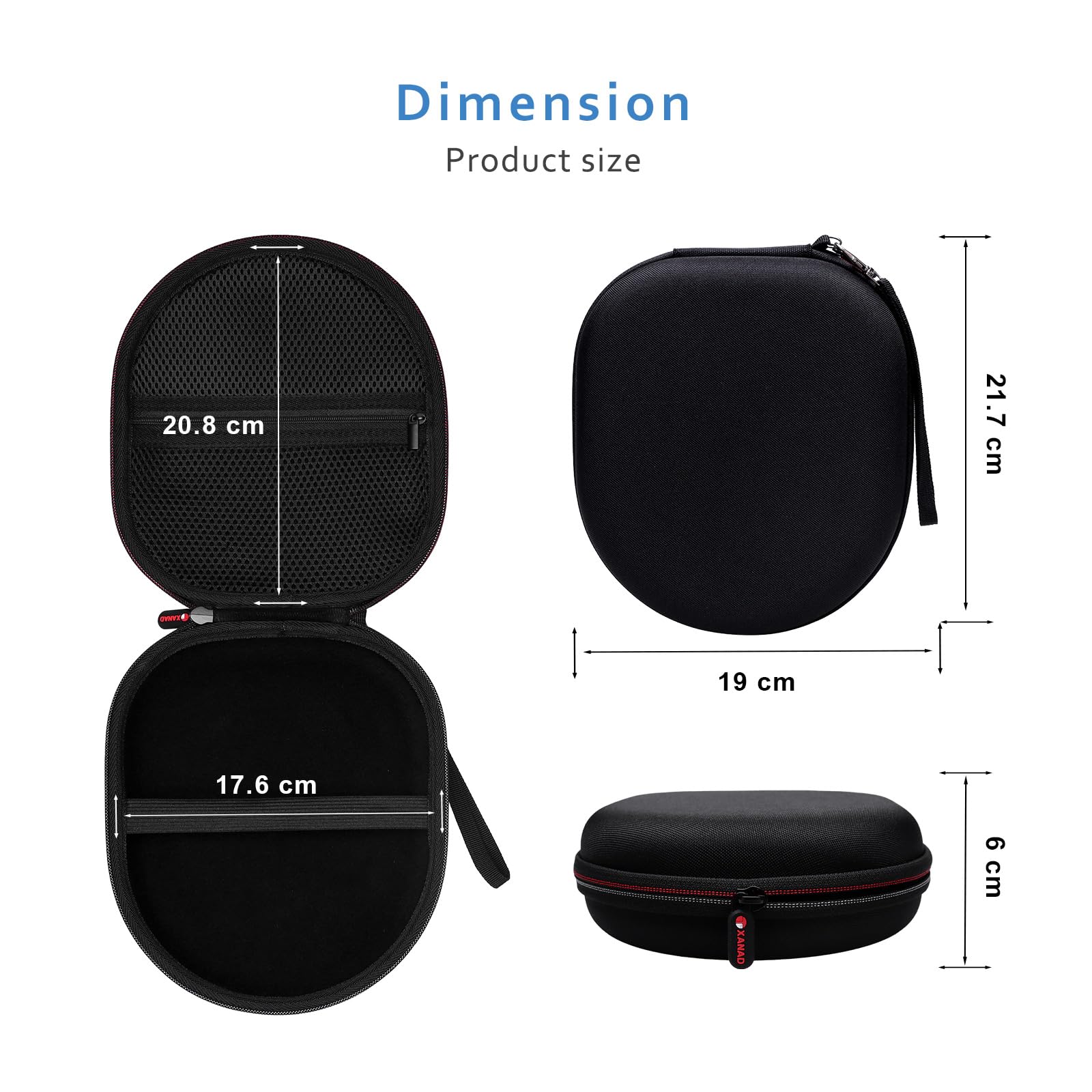 XANAD Housse Étui Casque JBL Tune 530BT 520BT 510BT 680NC 670NC 660BTNC Junior 470NC 320BT Soundcore Q20i Q30 Sony 720N 520 MDR-ZX110 Sac de Transport Rigide Cadeau Enfant Voyage École (Noir)