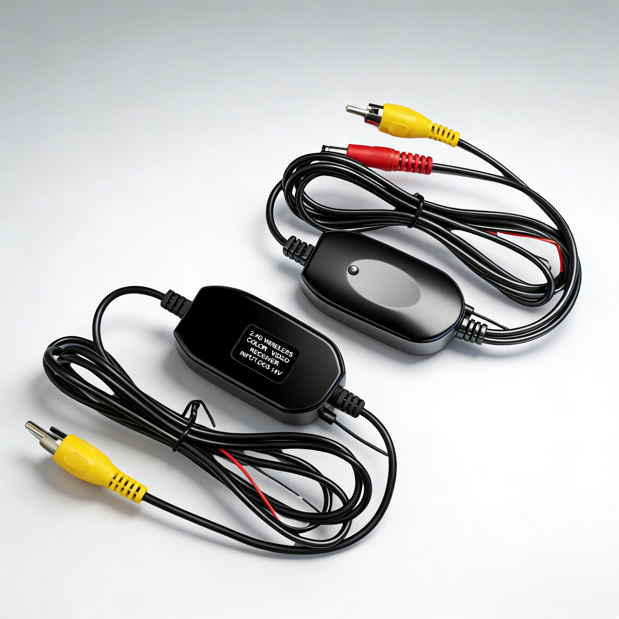 2.4GHz Inalámbrico Vídeo RCA Transmisor y Receptor Kit para Cámara de Visión Trasera, Adaptador Video Receptor Inalámbrico para Cámara de Respaldo de Coche