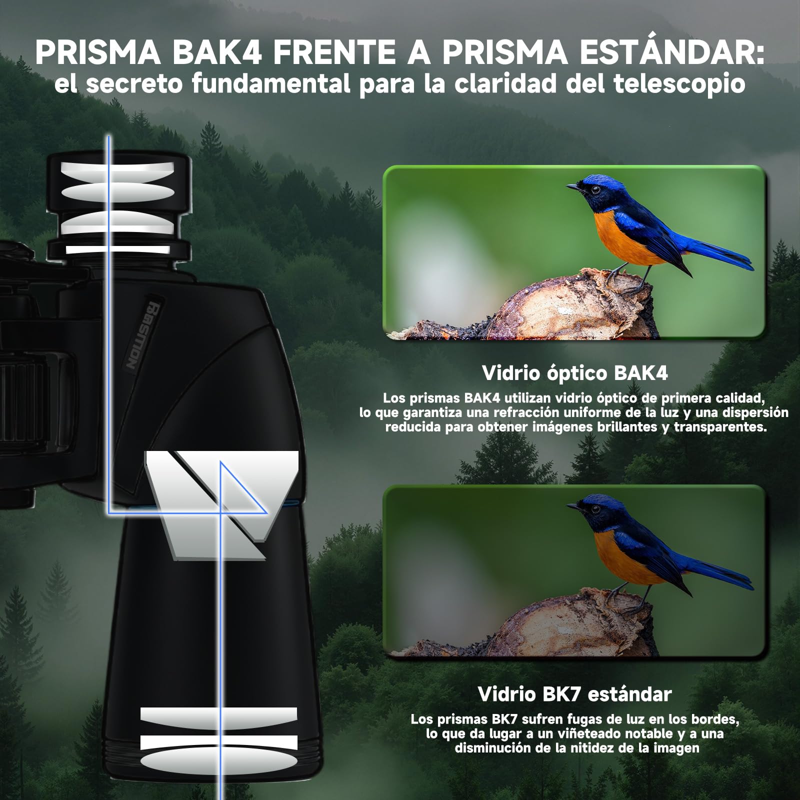 Prismáticos10x50 Prismas FMC BAK4 para Observación de Aves | Prismaticos Profesionales Largo Alcance para Adultos,Compacto Binóculos para Caza,Viajes y Actividades al Aire Libre