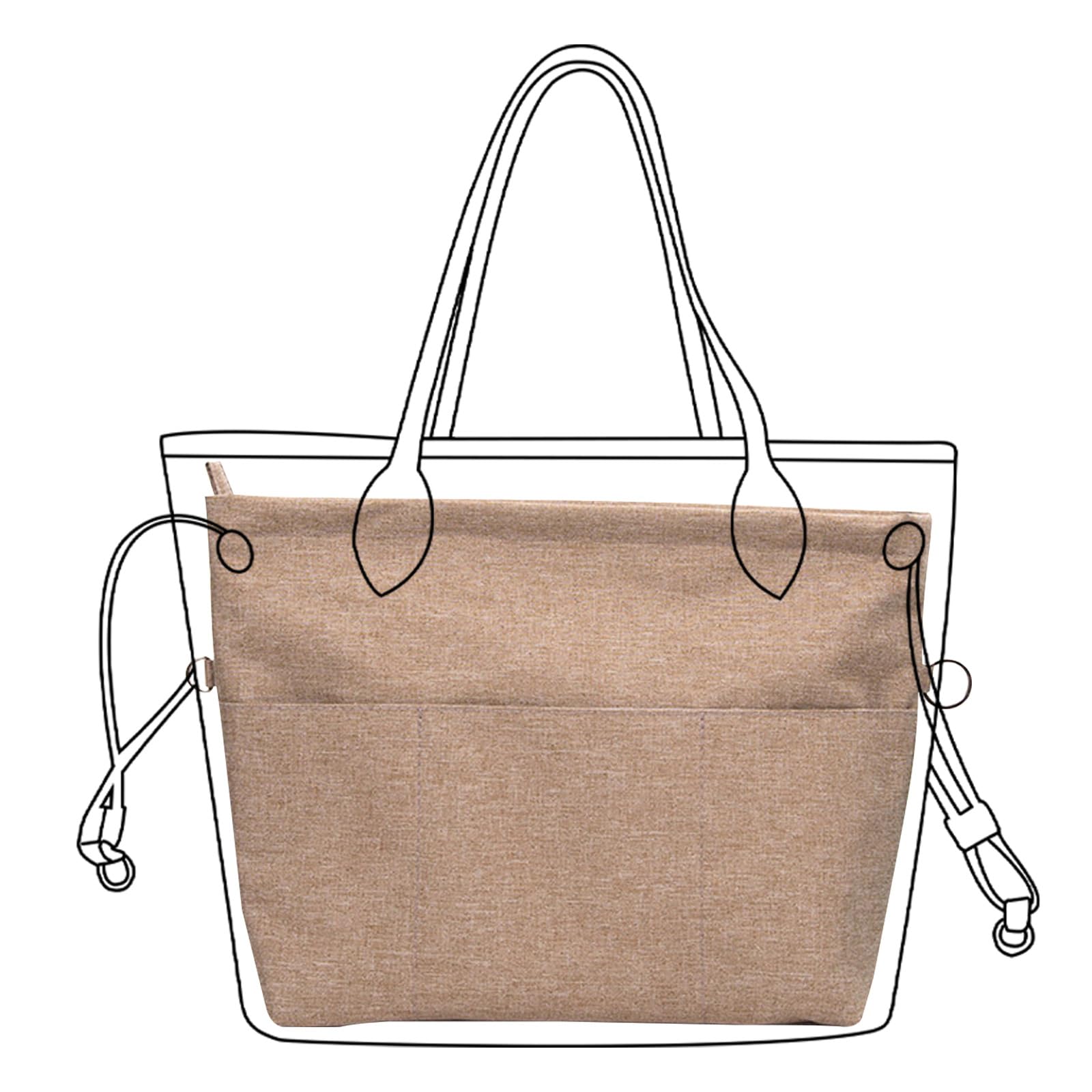 Lckaey Premium Nylon Purse Organizer for neverfull Tote Handbag insert for longchamp and goyard tote Organizers 3097Brown-Mini