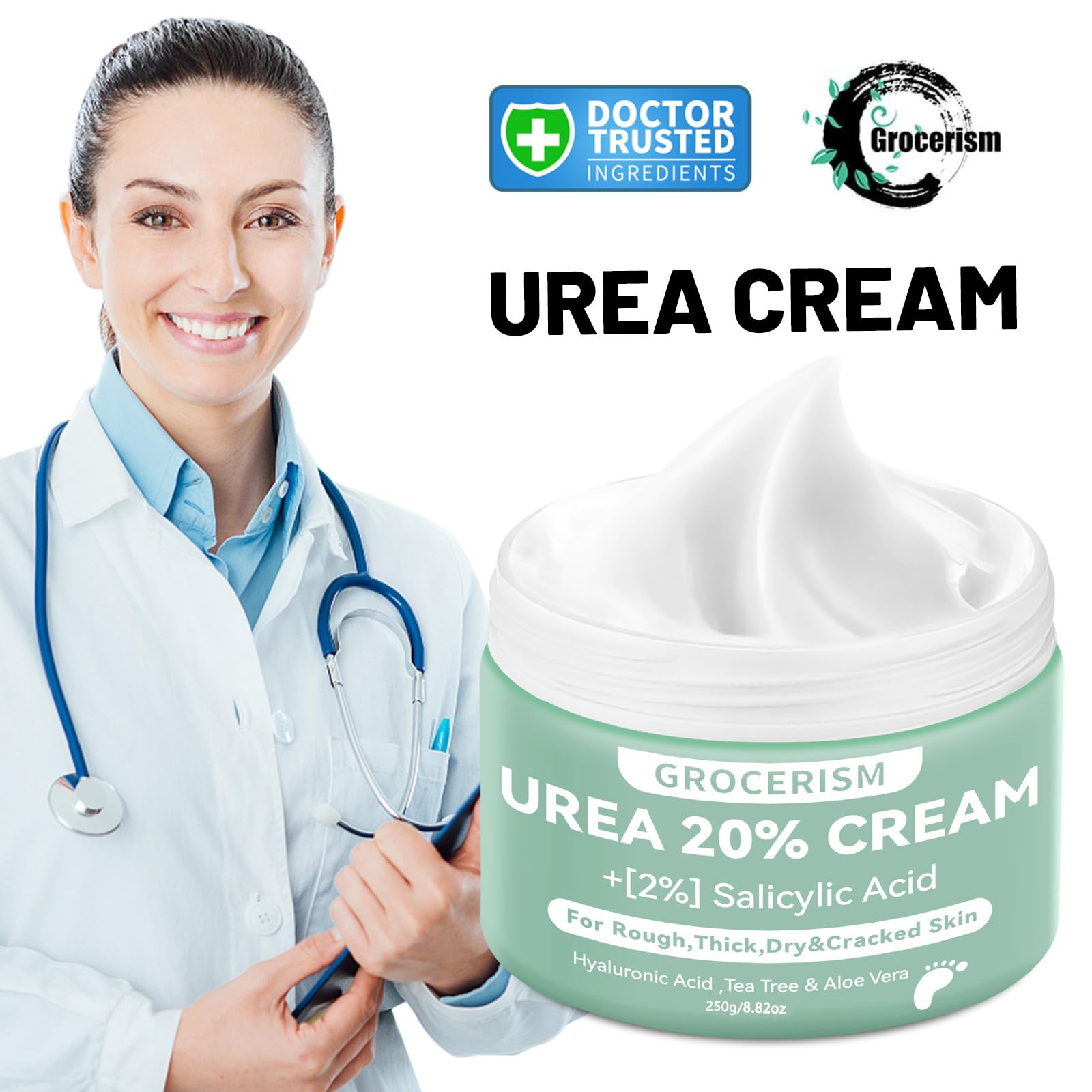 Urea Cream 20 Percent For Feet Plus 2% Salicylic Acid 8.82 oz, 20%, 250 g (Pack of 1) - Image 2