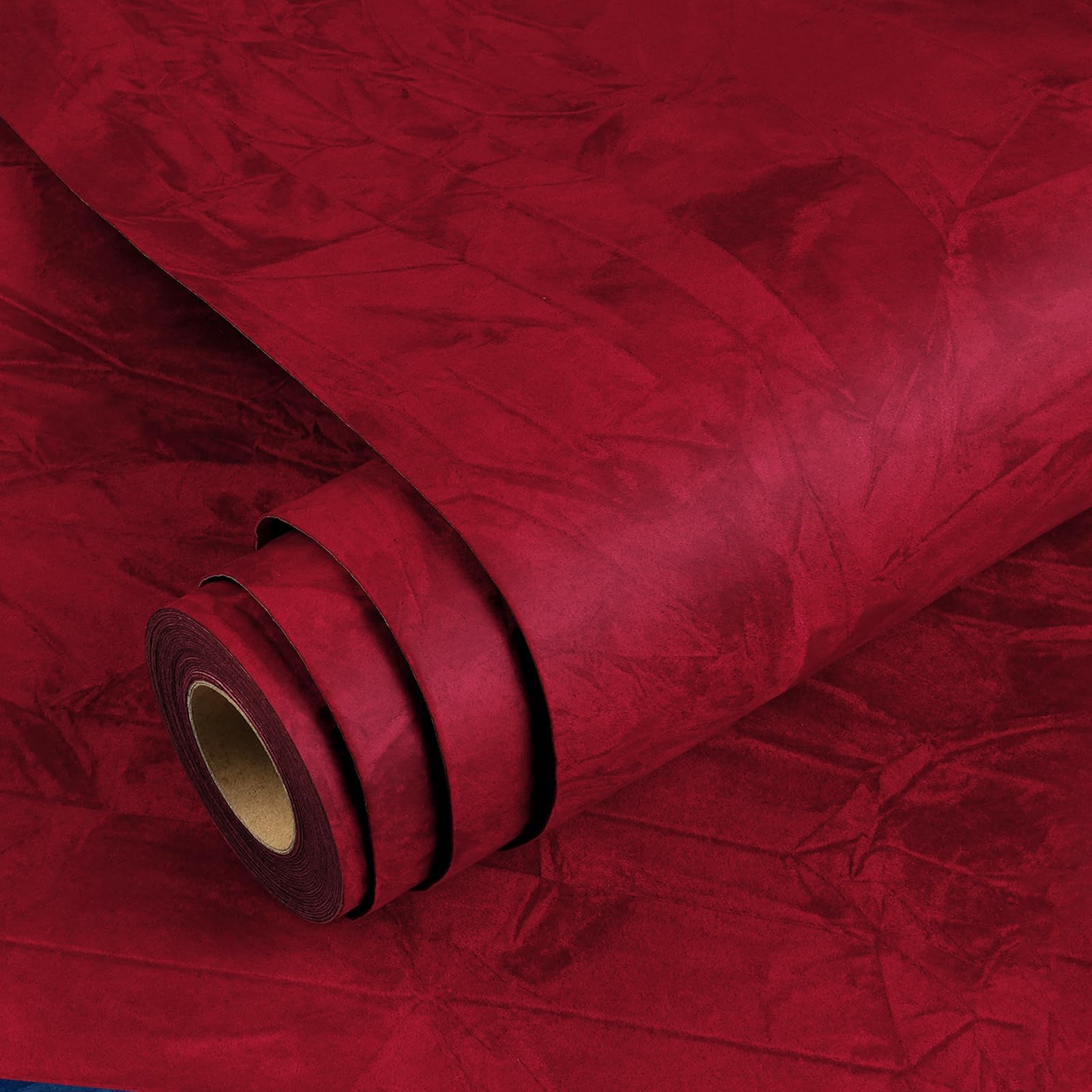 YENHOME Velvet Soft Wallpaper Self Adhesive Peel and Stick Wallpaper for Living Room Bedroom Self Adhesive Velvet Flocking Liner for Drawer Dresser Jewelry Boxes Decoration Red 40x1000cm โ image 1