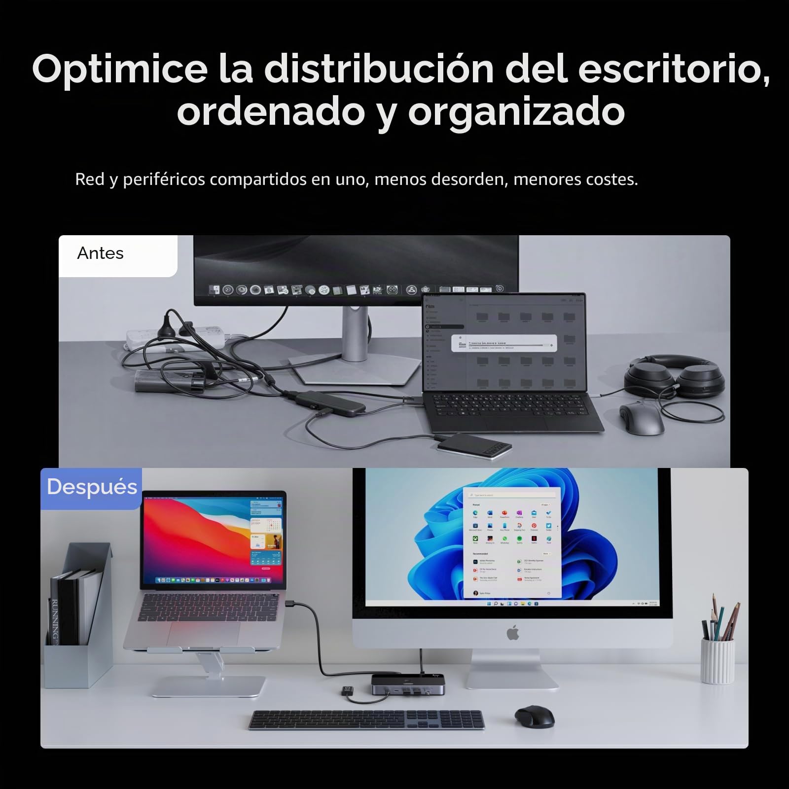 UGREEN Switch USB 3.0 Conmutador USB 2 Entradas y 4 Salidas | con Puerto Gigabit Ethernet RJ45, Mando a Distancia, para Ratón, Teclado, Compatible con Windows macOS Linux