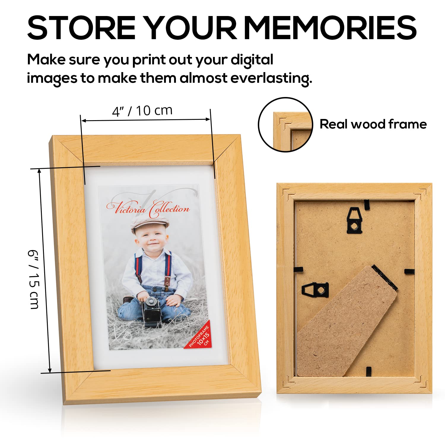 Cadre Photo En Bois Style Baroque Pour Photos 10x15 Cm - Cadre Noir En Verre Pour De Beaux Souvenirs | Cadre Photo Autoportant Pour Affichage Mural & De Table, Format Vertical
