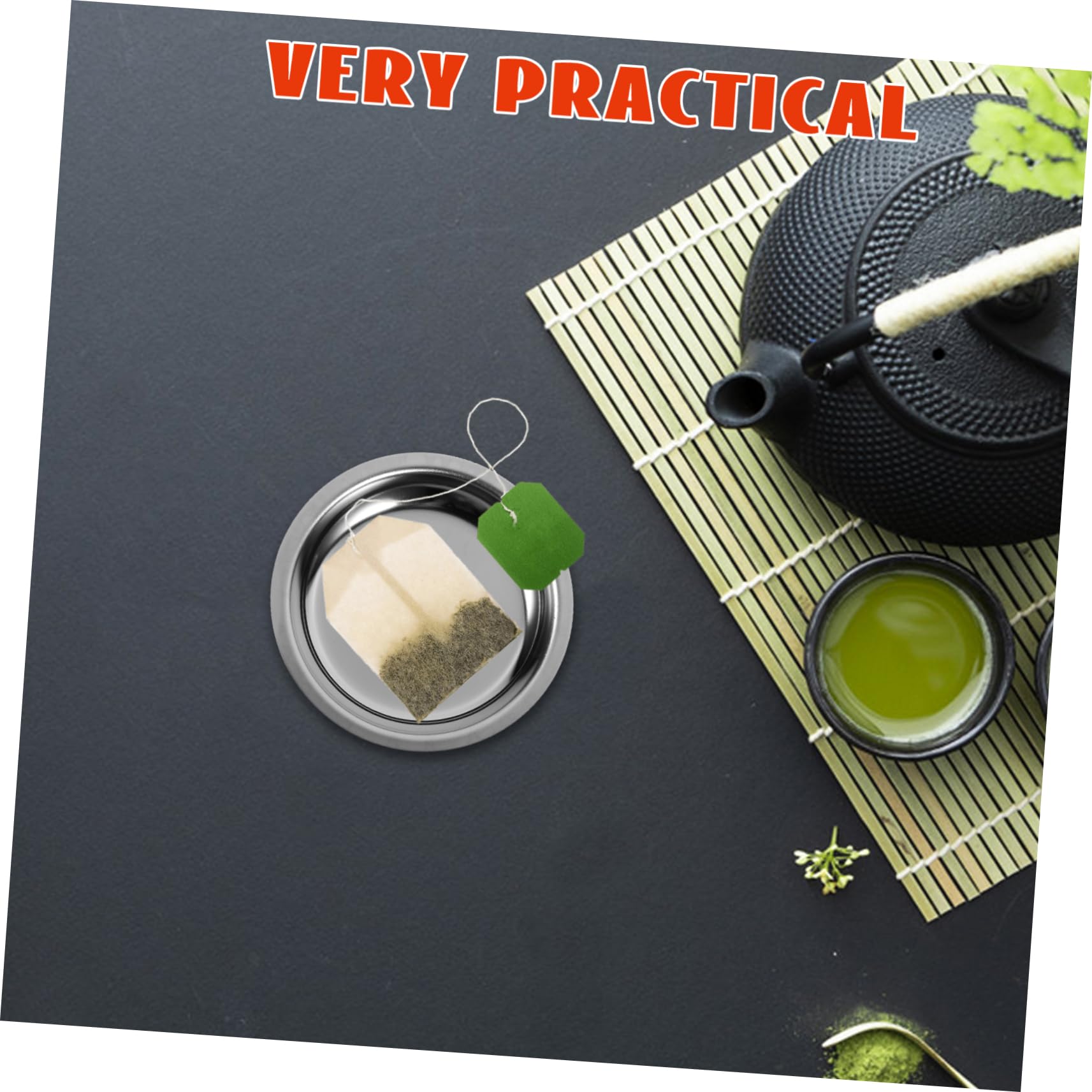 HEALLILY Tea Bag Holder Saucer Round Stainless Steel for Tea Cups Utensil Holder for Home Hotel and Tearoom Use Lightweight and Accessories for
